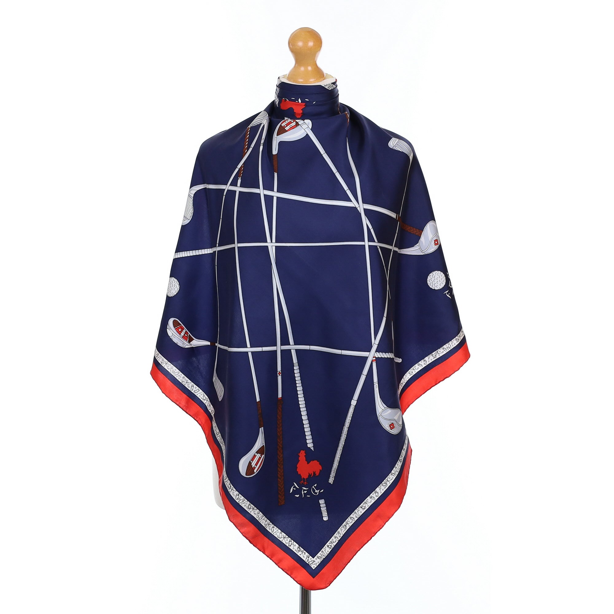 Golf Design French Vintage Silk Scarf