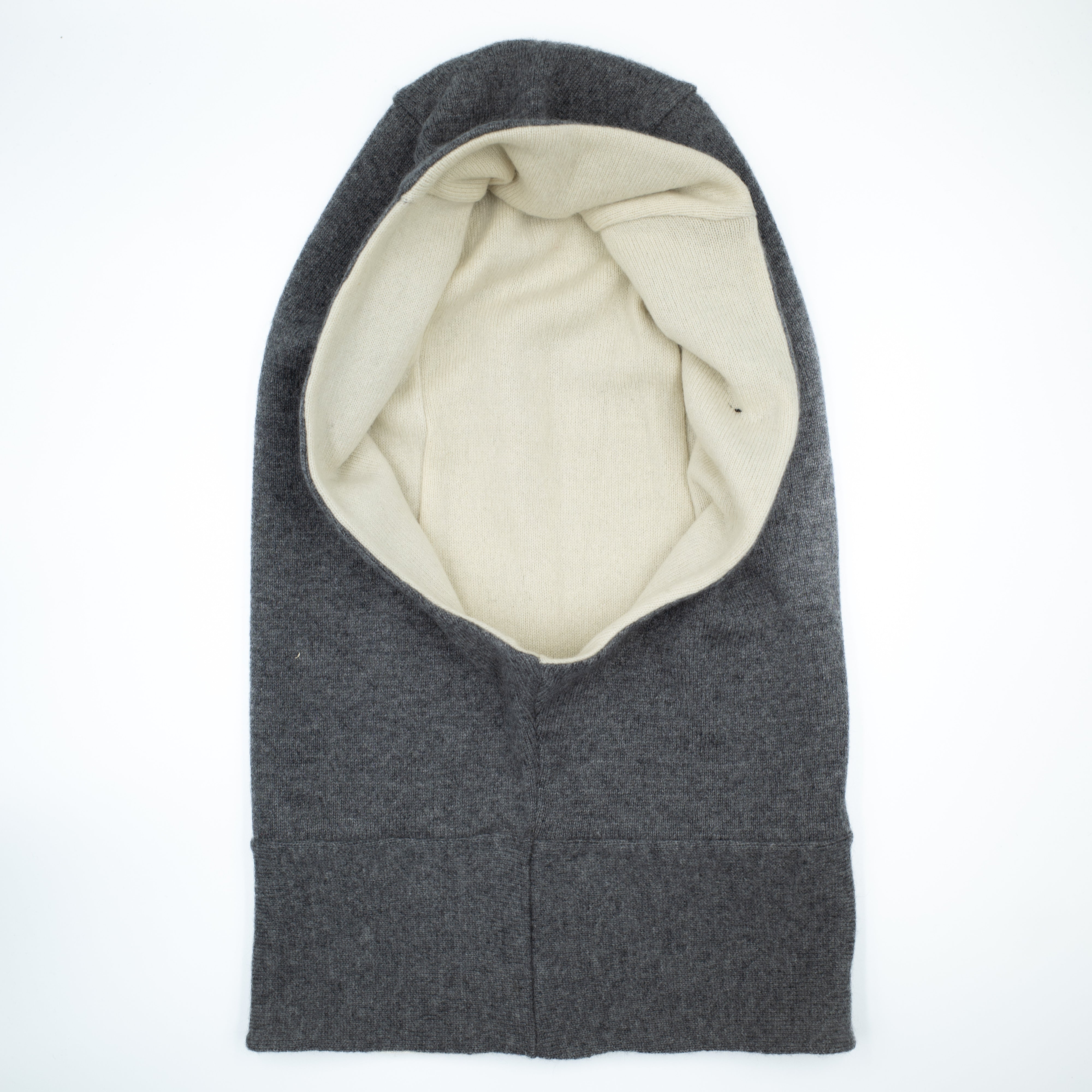 Smoke Grey and Cream Luxury Reversible Cashmere Hood Unisex