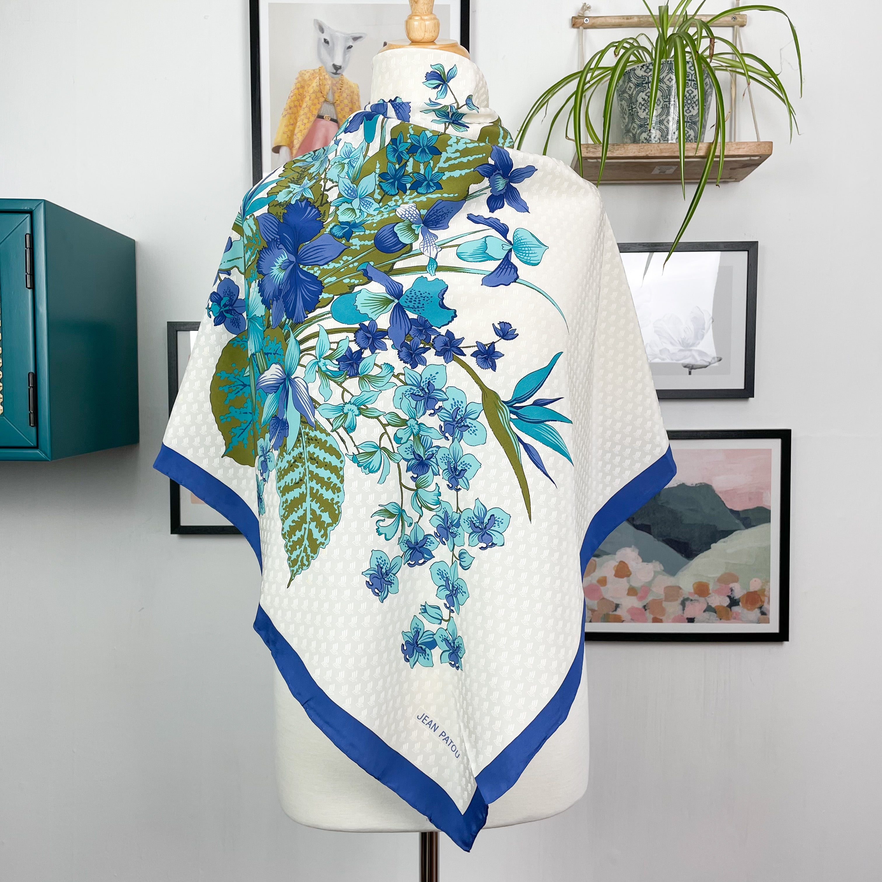 Brand New Jean Patou Paris Floral Vintage Silk Scarf