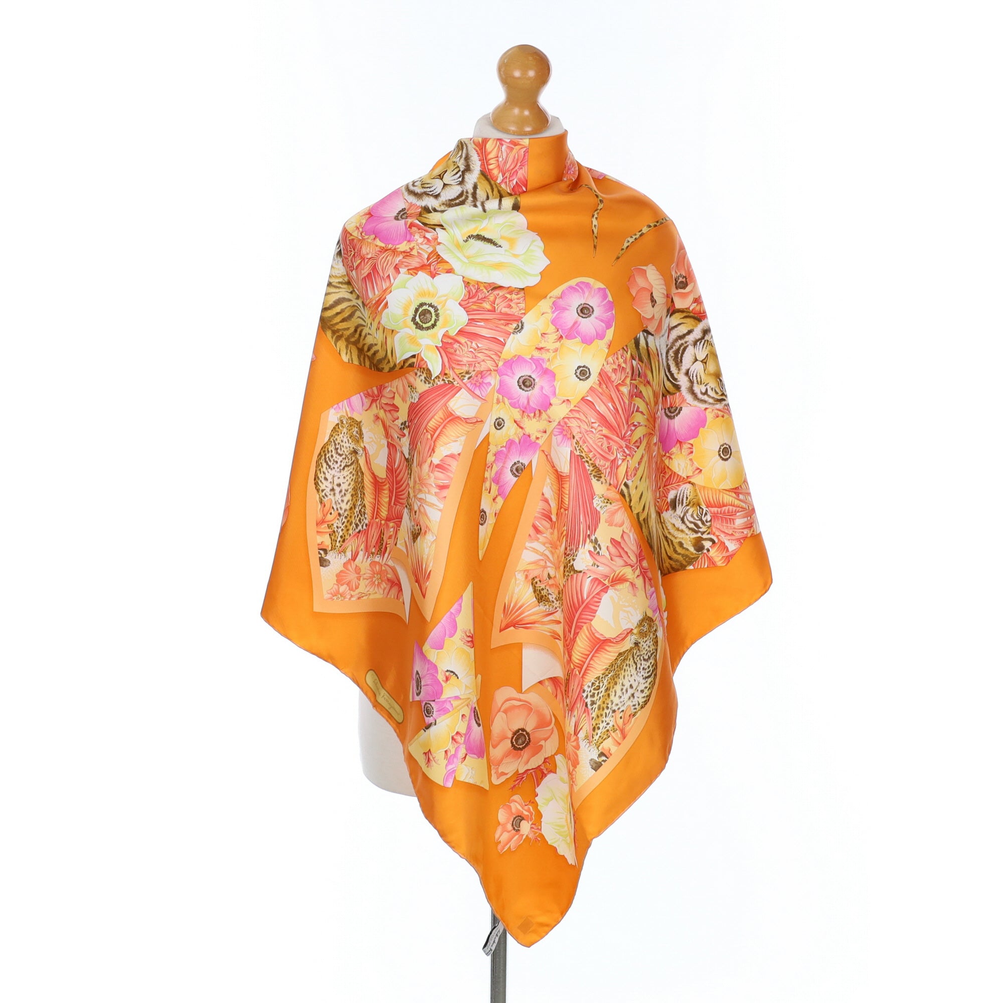 Salvatore Ferragamo Designer Orange Silk Scarf