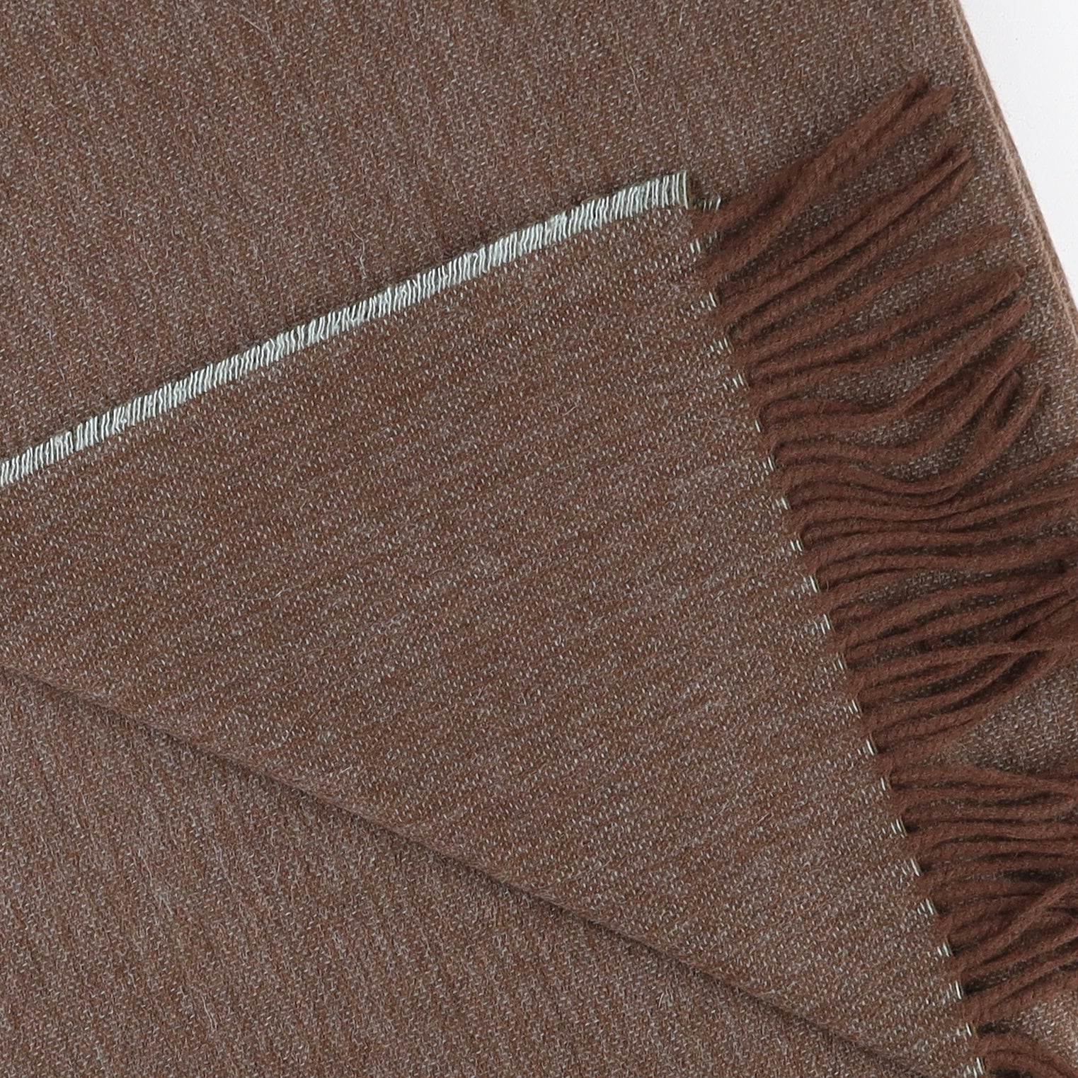 Brand New English Mint and Chocolate Marl Luxury Woven Cashmere Blanket