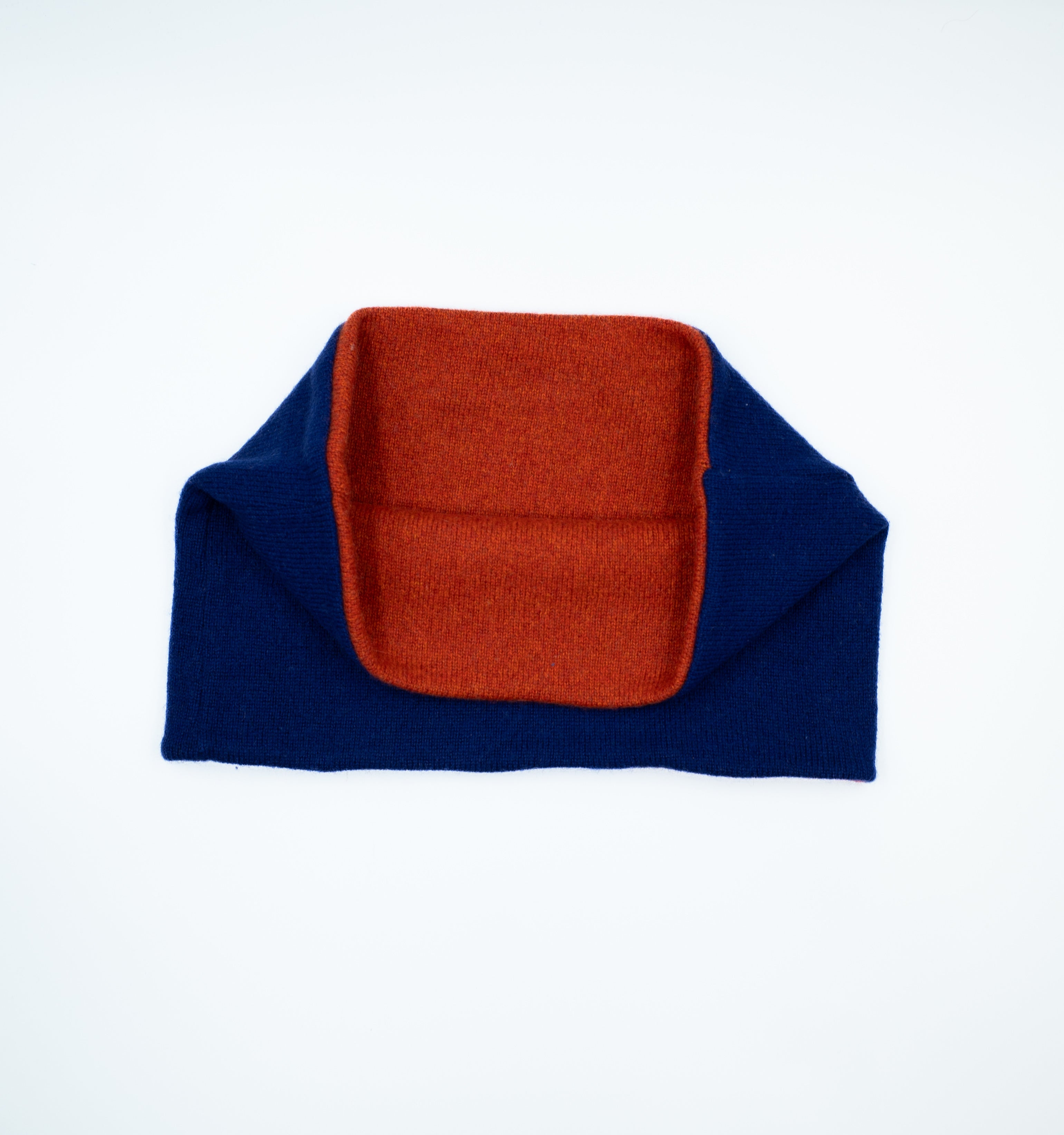 French Navy and Burnt Orange Neck Warmer