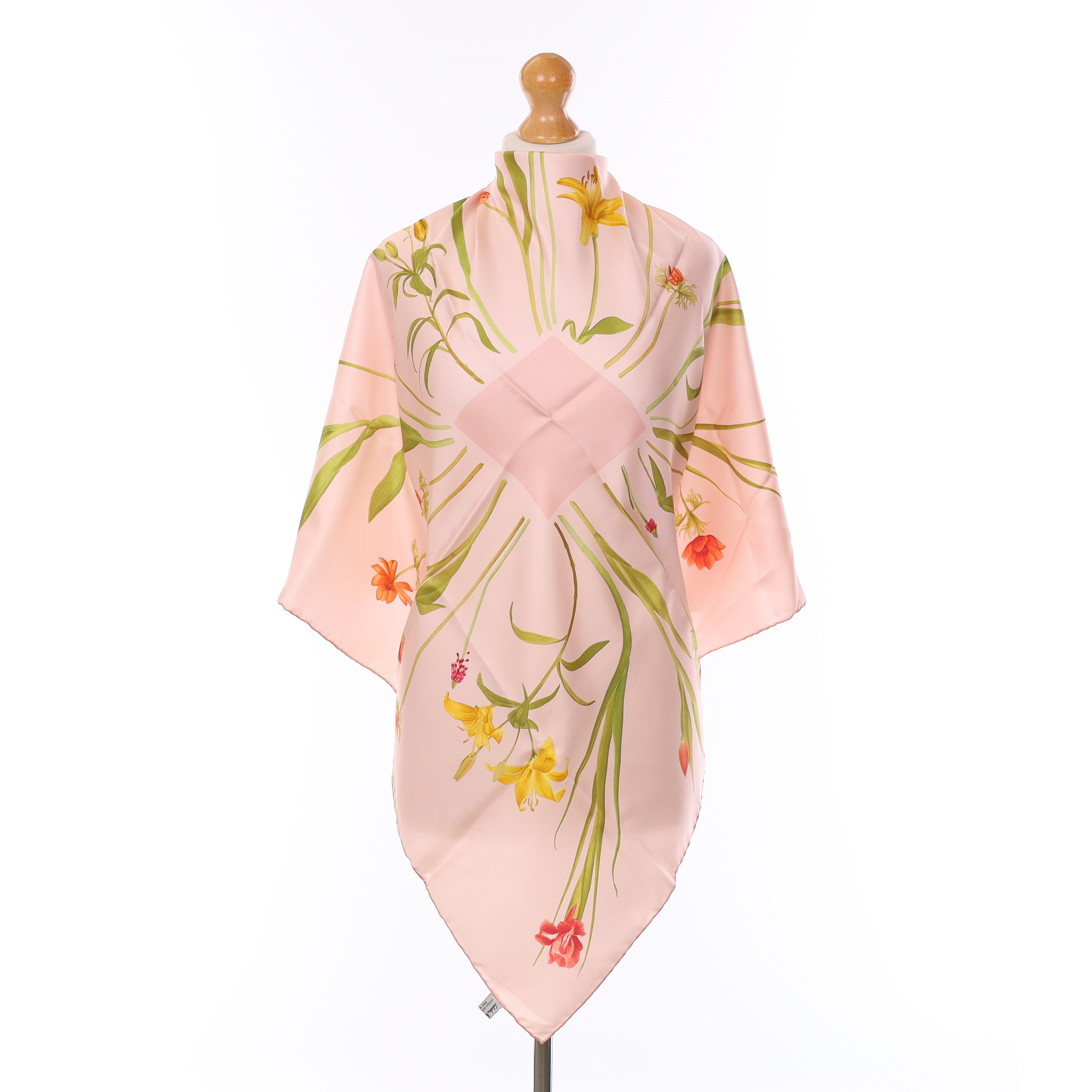 Brand New Boxed Salvatore Ferragamo Pink Floral Silk Scarf