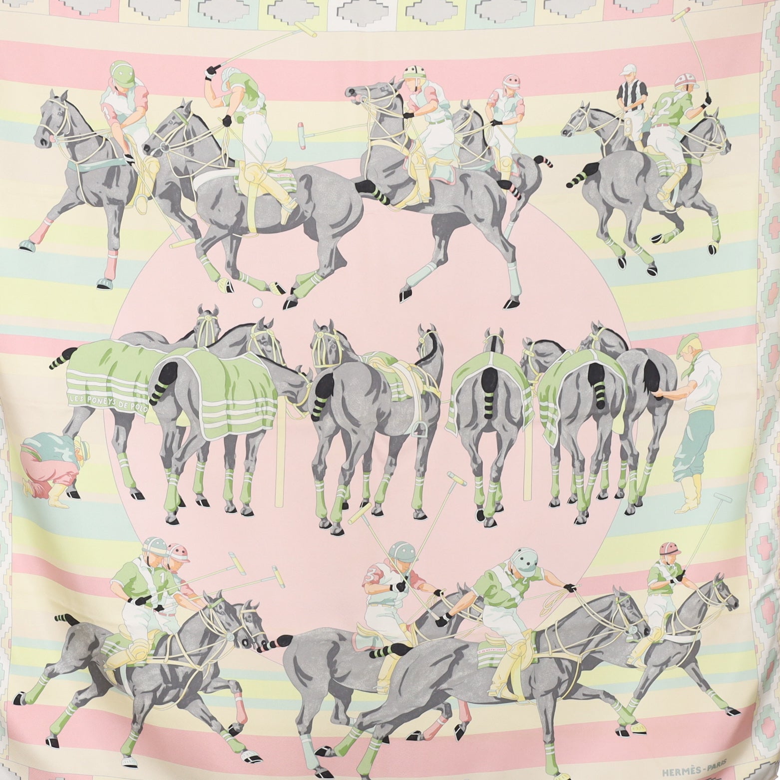 Hermès Les Poneys de Polo Silk Scarf