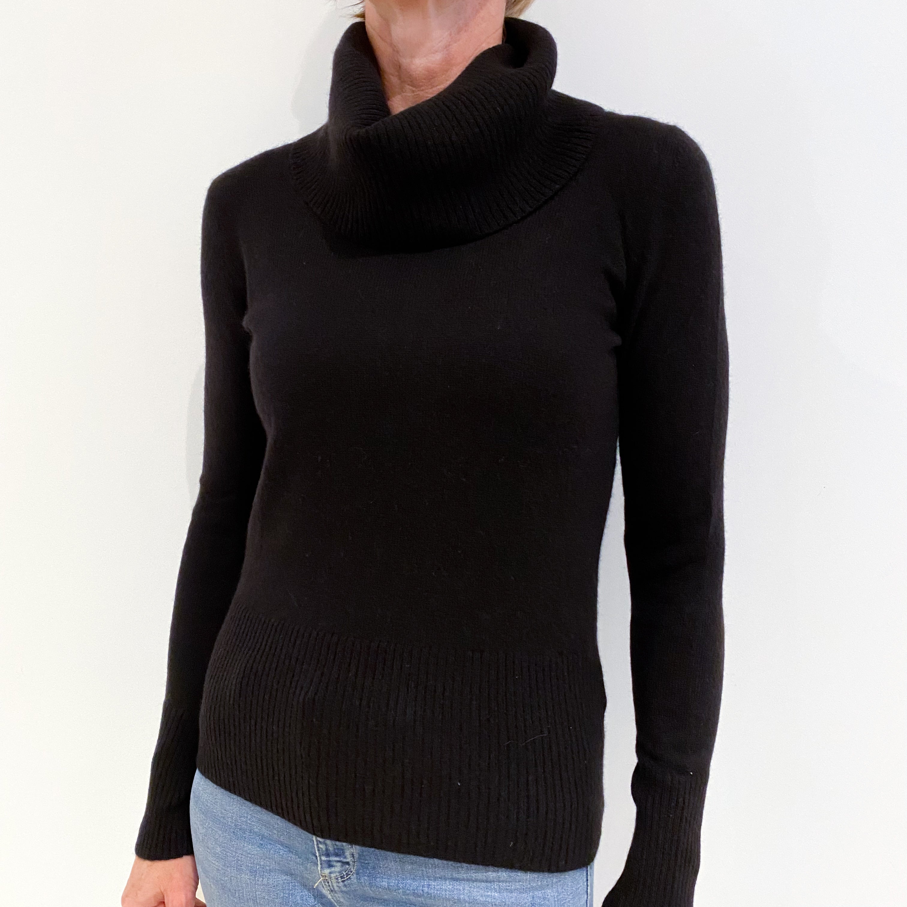 Black Cashmere Cowl Neck Jumper Small