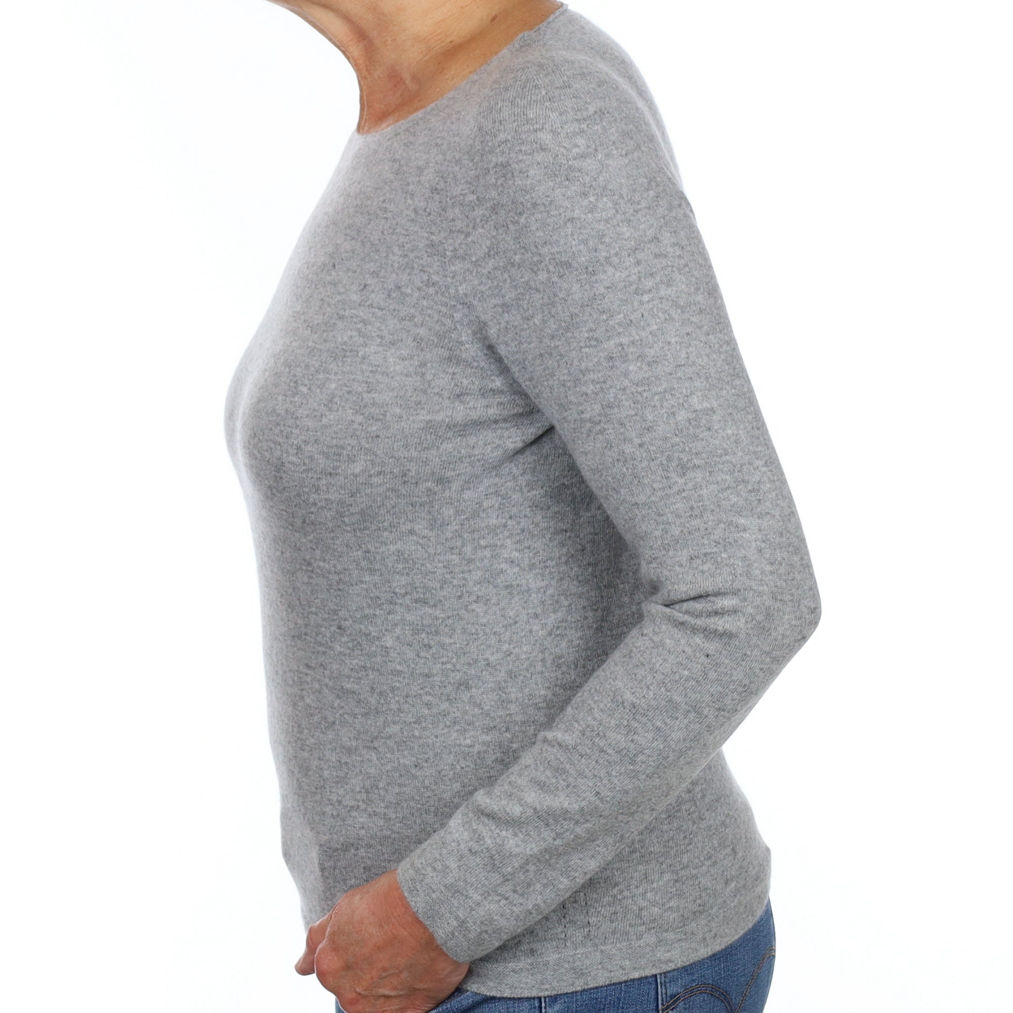 Smoke Grey Cashmere Crew Neck Jumper Medium