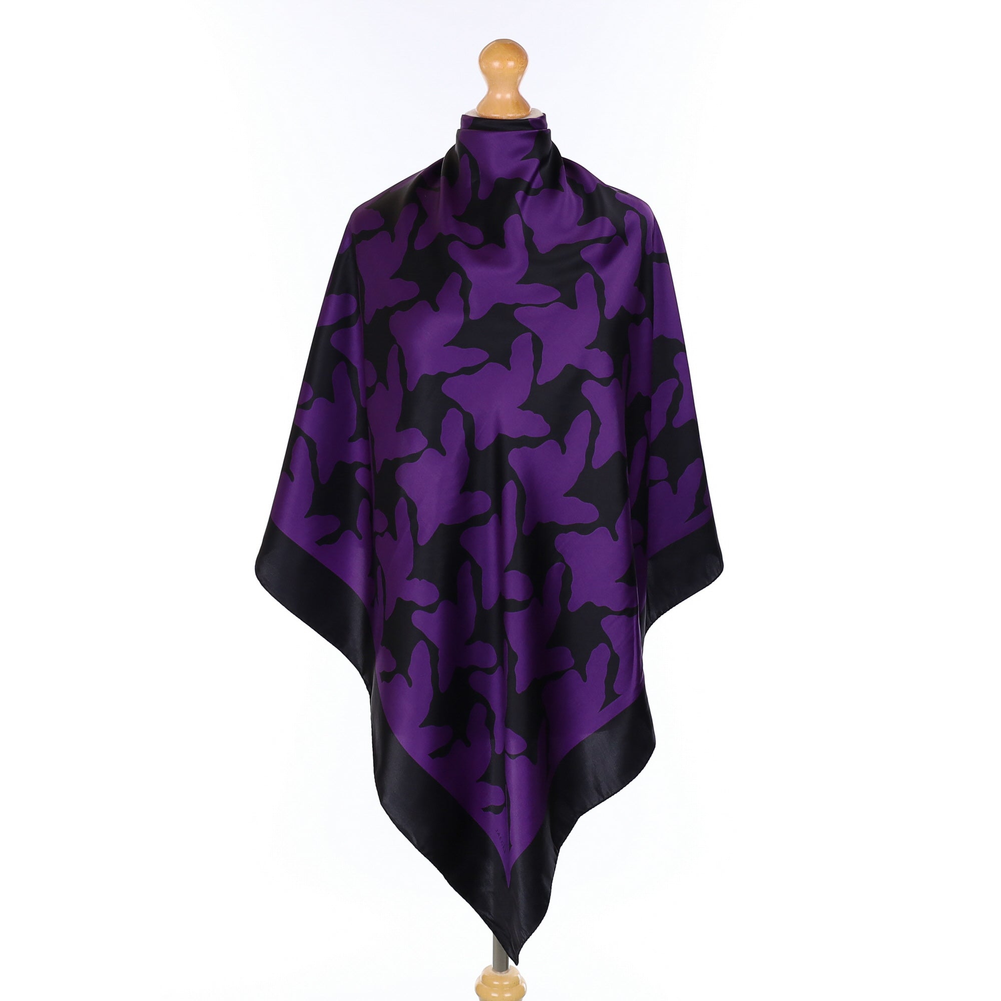 Jaeger Black And Purple Patterned Silk Scarf