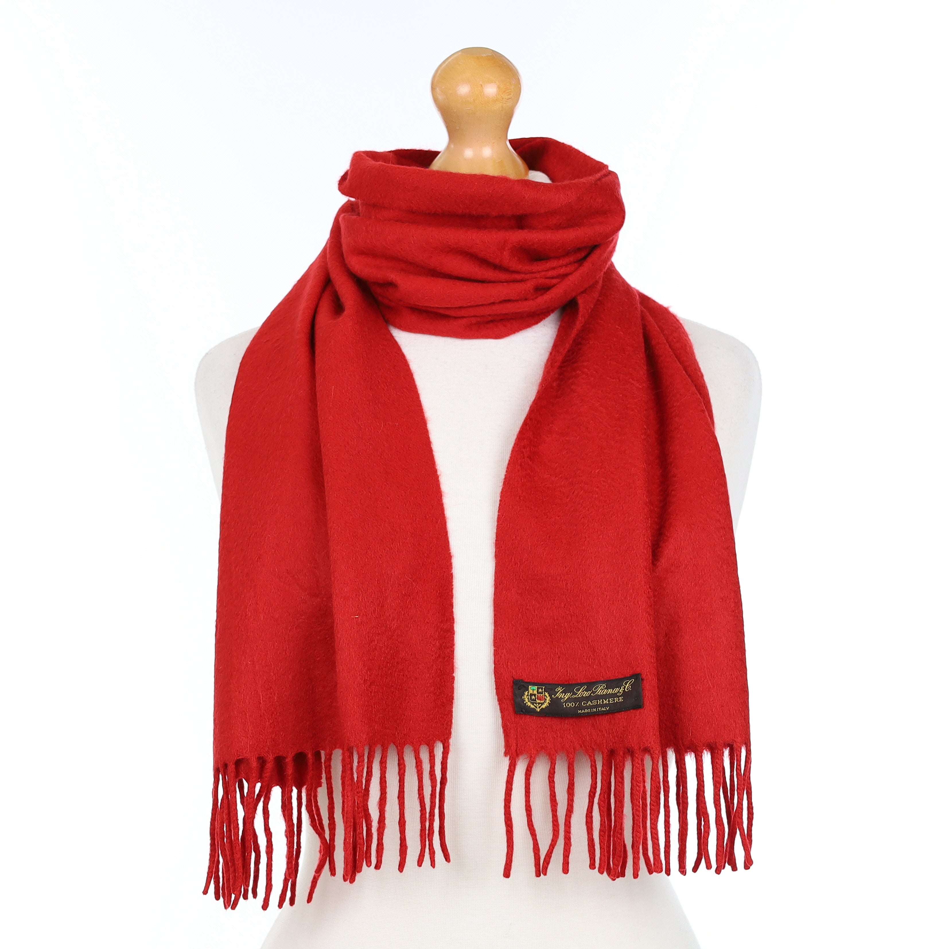Loro Piana Scarlet Red Cashmere Woven Scarf