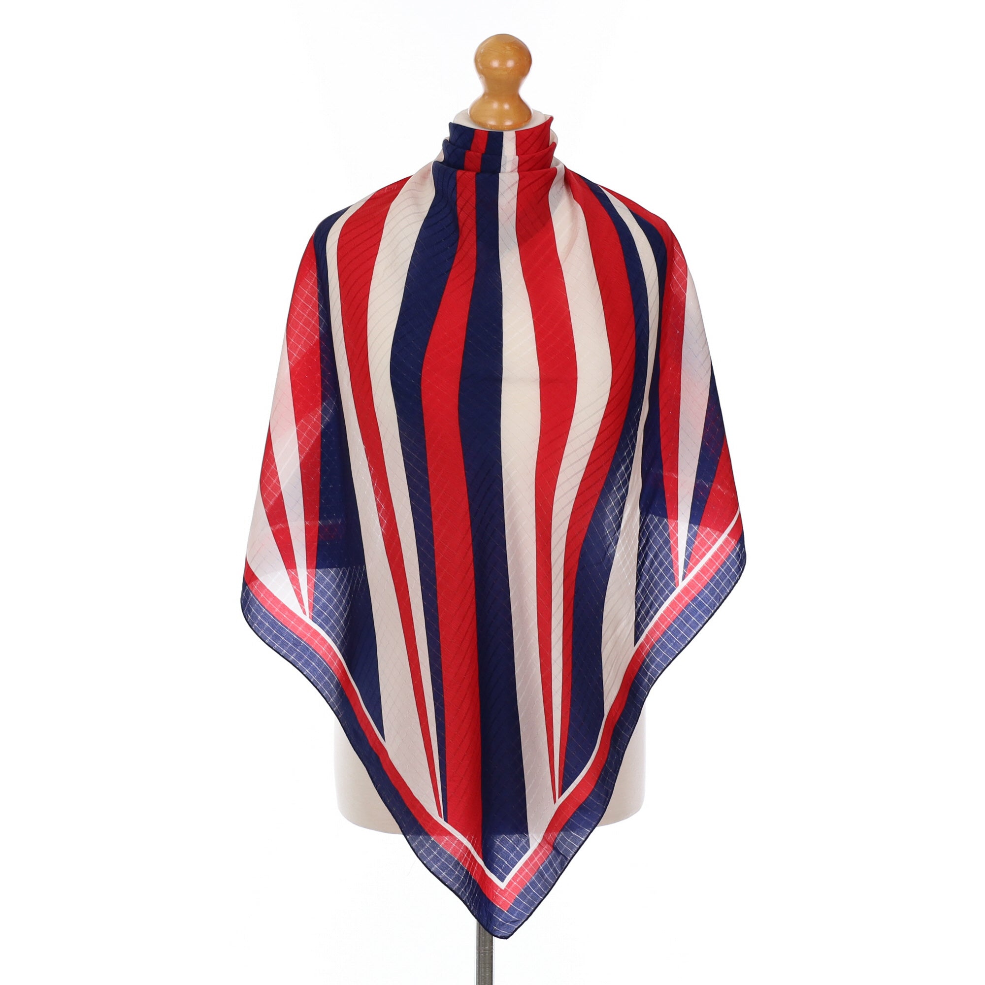 Red White and Blue Striped Vintage Silk Scarf
