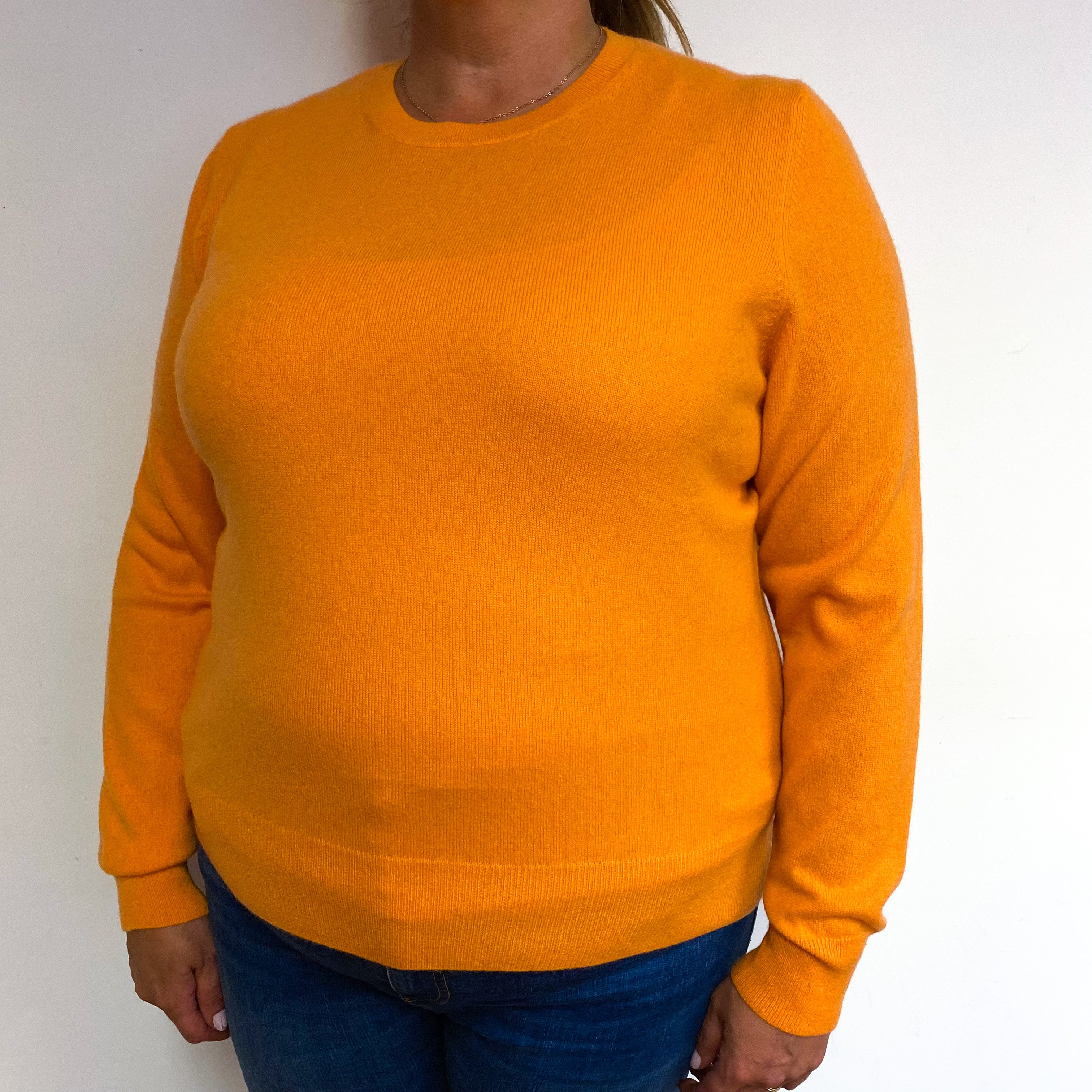 Tangerine Orange Cashmere Crew Neck Jumper Extra Large