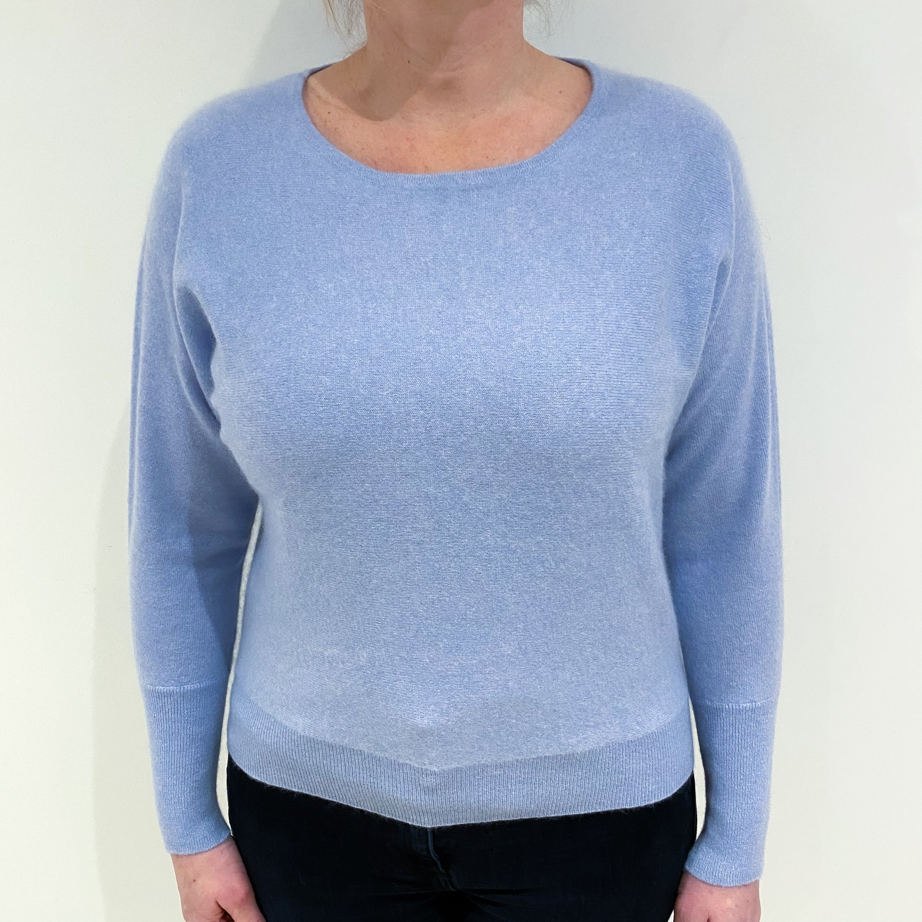 Sky Blue Cashmere Slash Neck Jumper Large