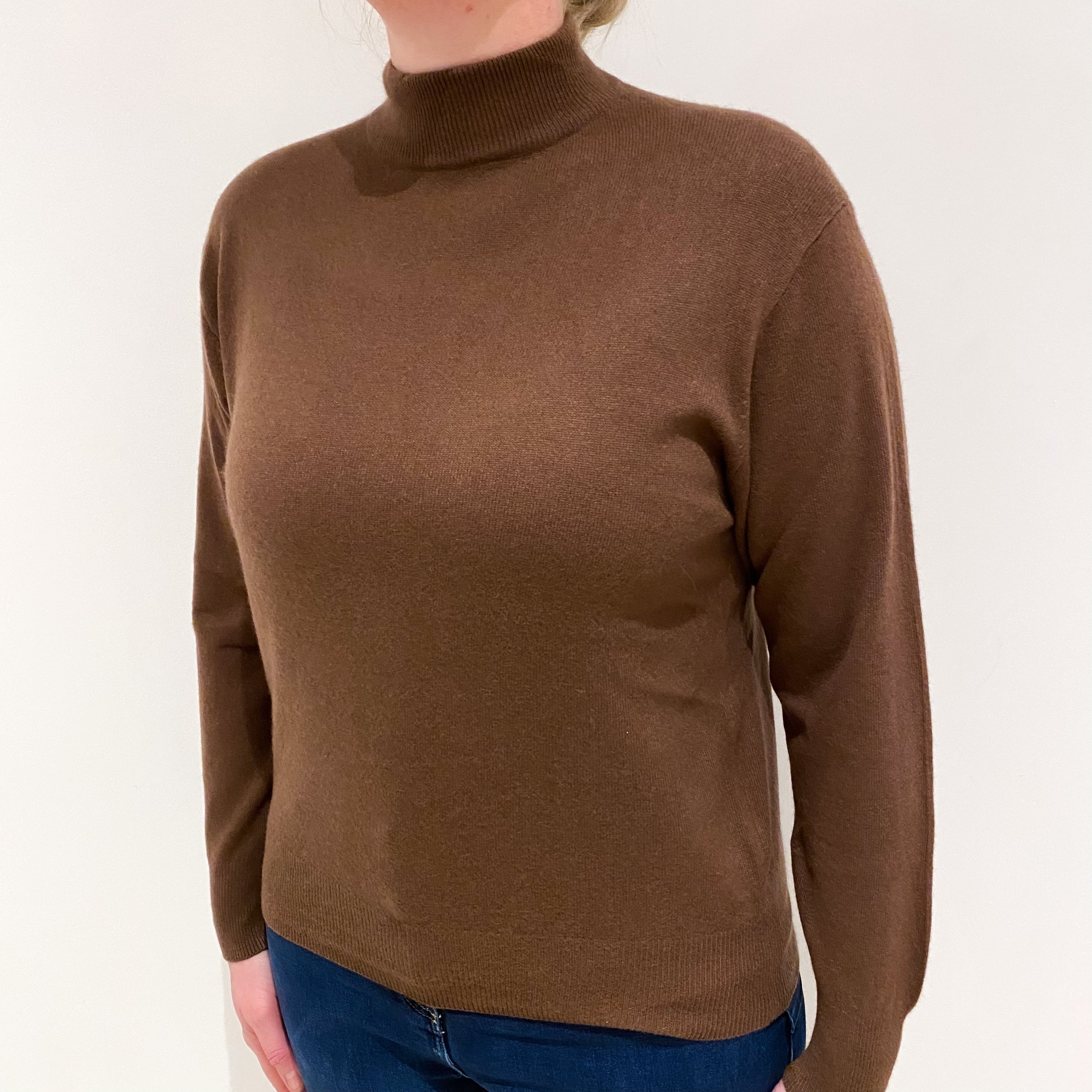 Donkey Brown Cashmere Turtle Neck Jumper Large