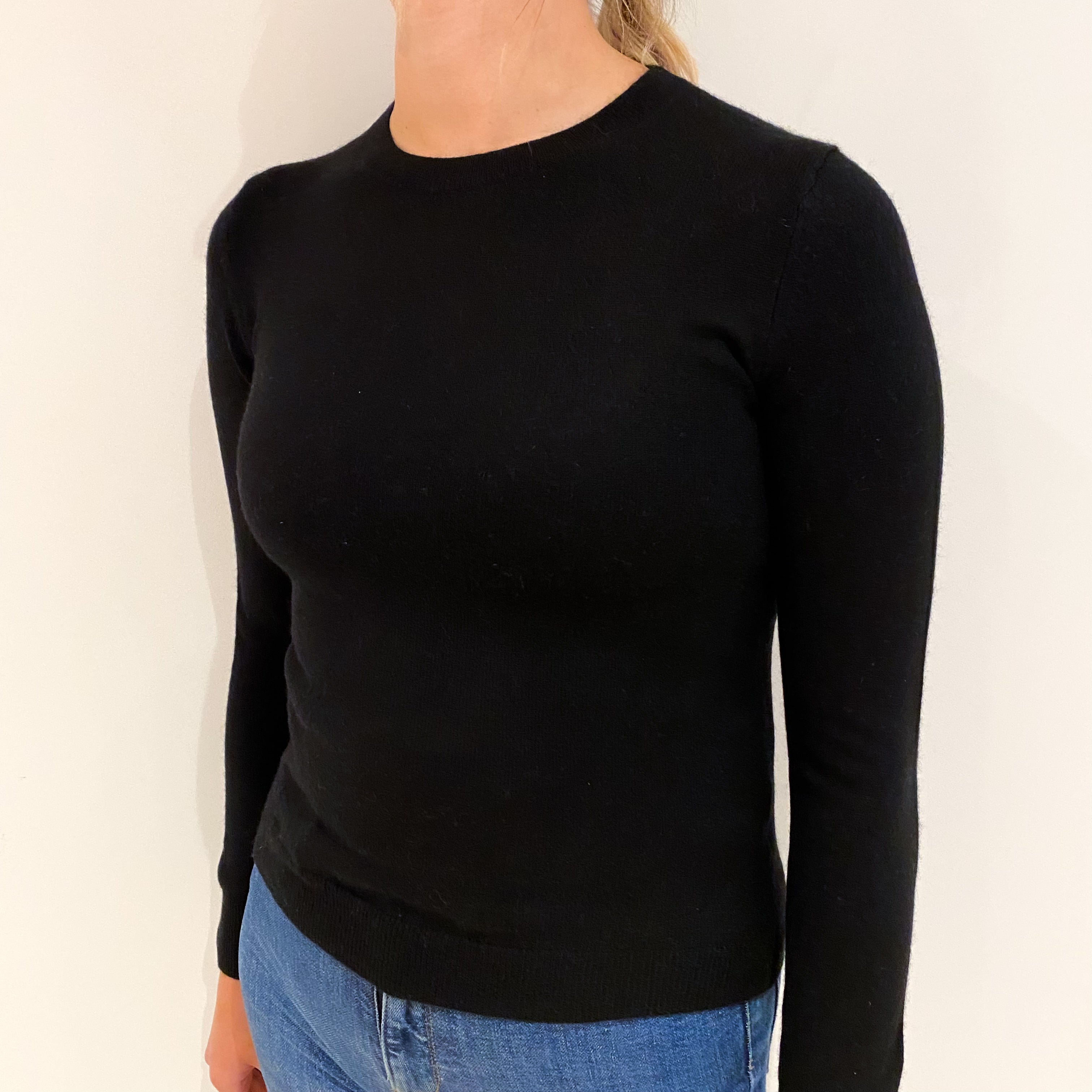 Black Cashmere Crew Neck Jumper Small