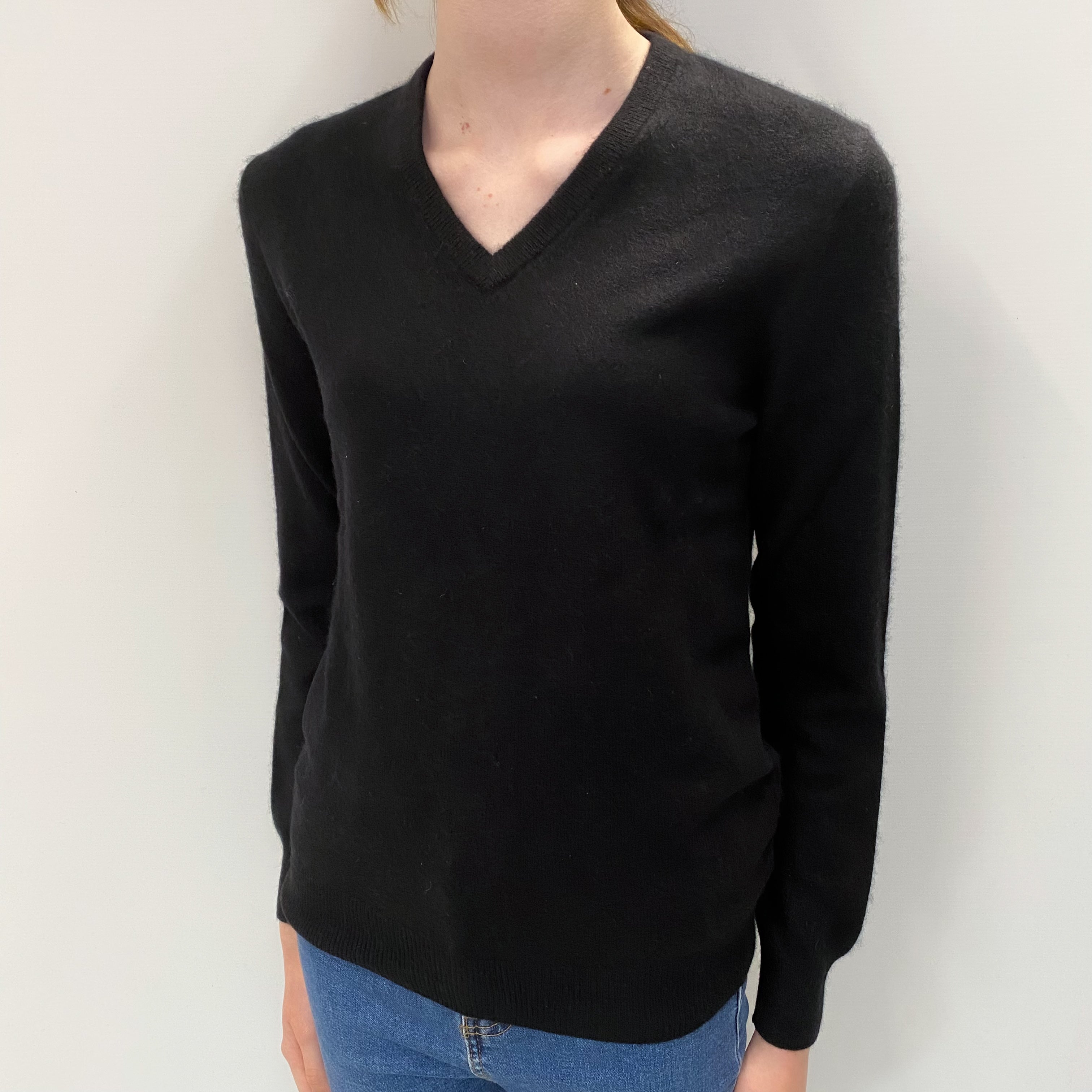 Black Cashmere V Neck Jumper Extra Small