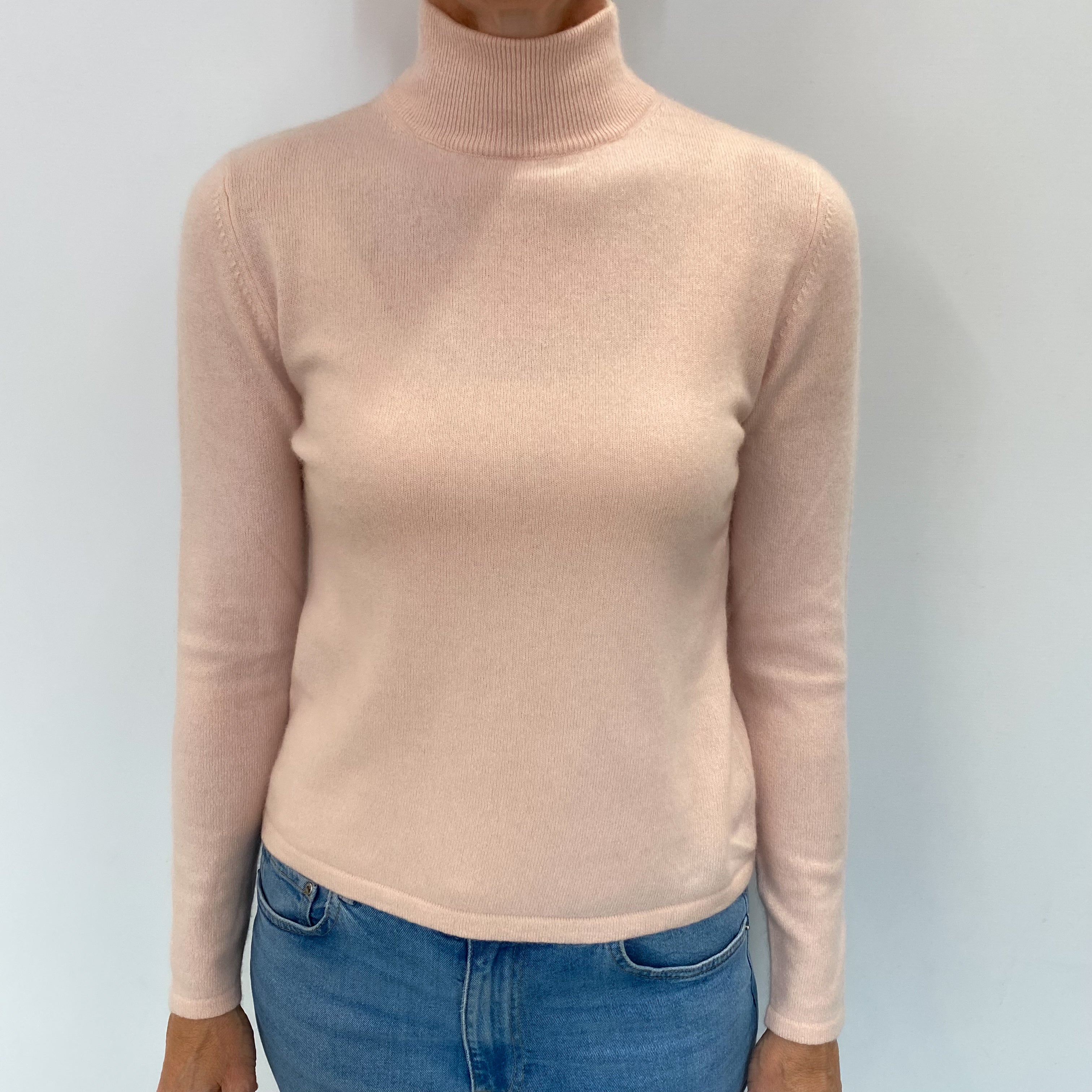Shell Pink Cashmere Turtle Neck Jumper Small