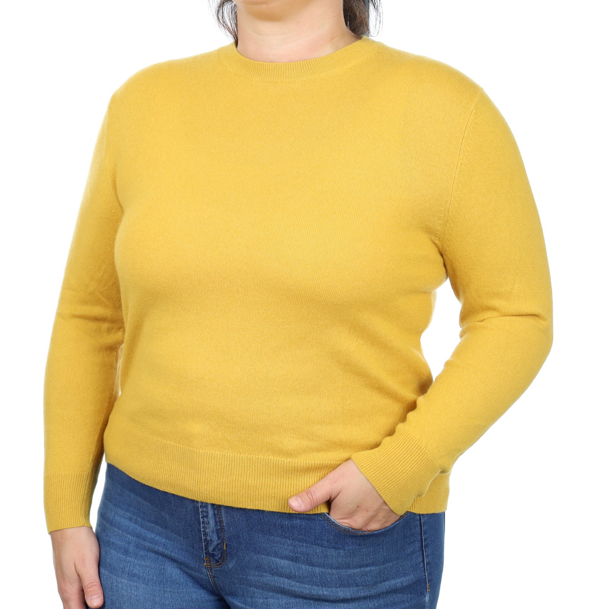 Marigold Yellow Cashmere Crew Neck Jumper Large