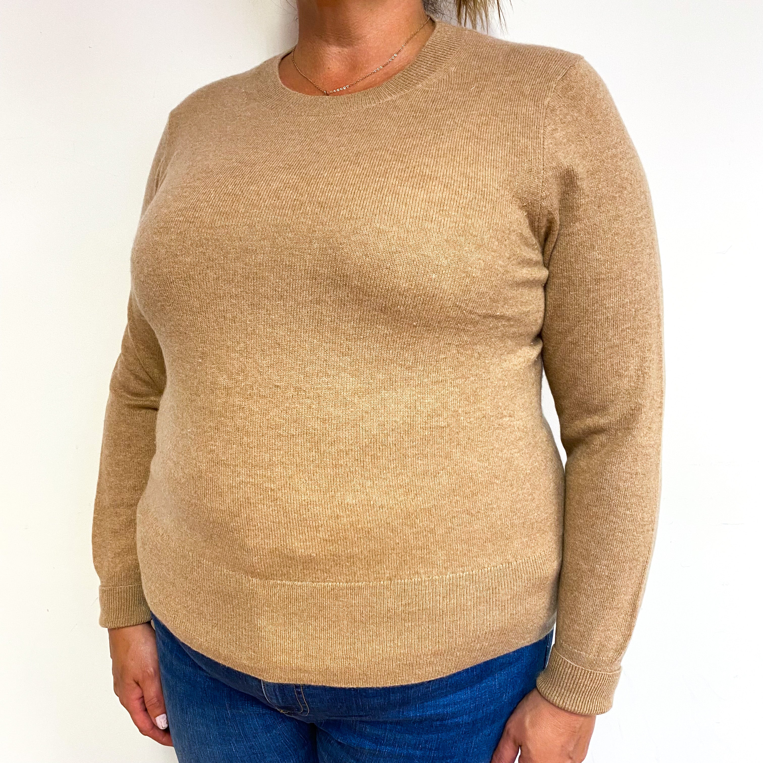 Caramel Brown Cashmere Crew Neck Jumper Extra Large