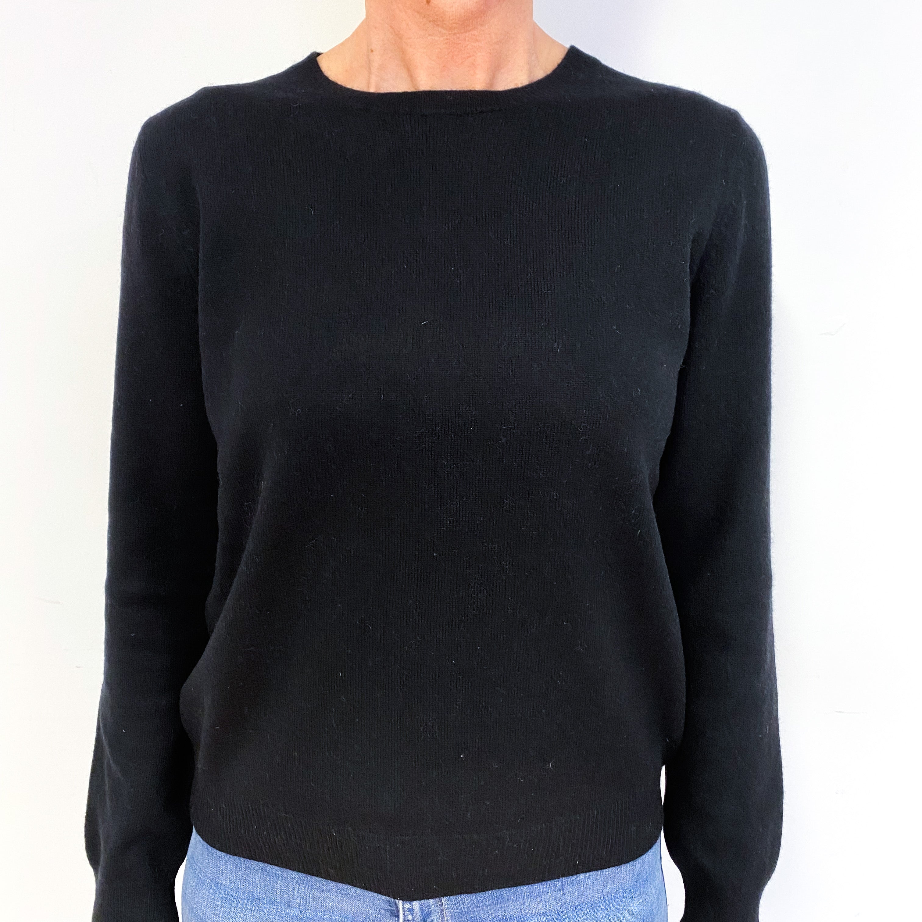 Black Cashmere Crew Neck Jumper Medium