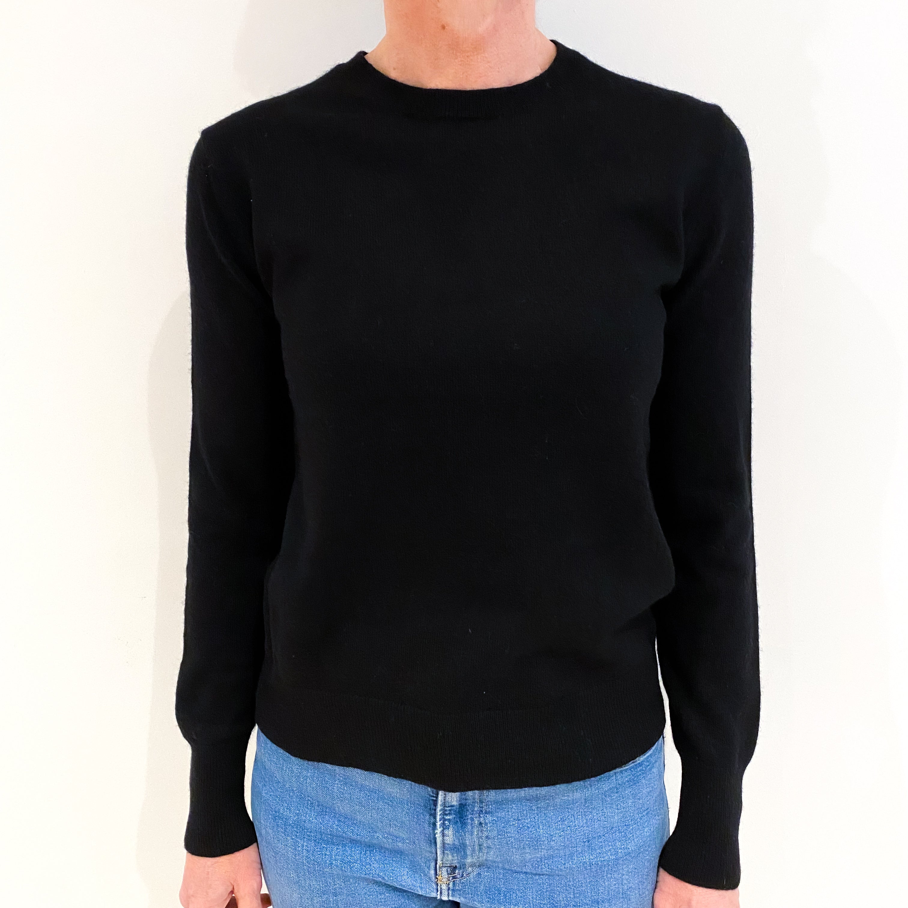 Black Cashmere Crew Neck Jumper Small