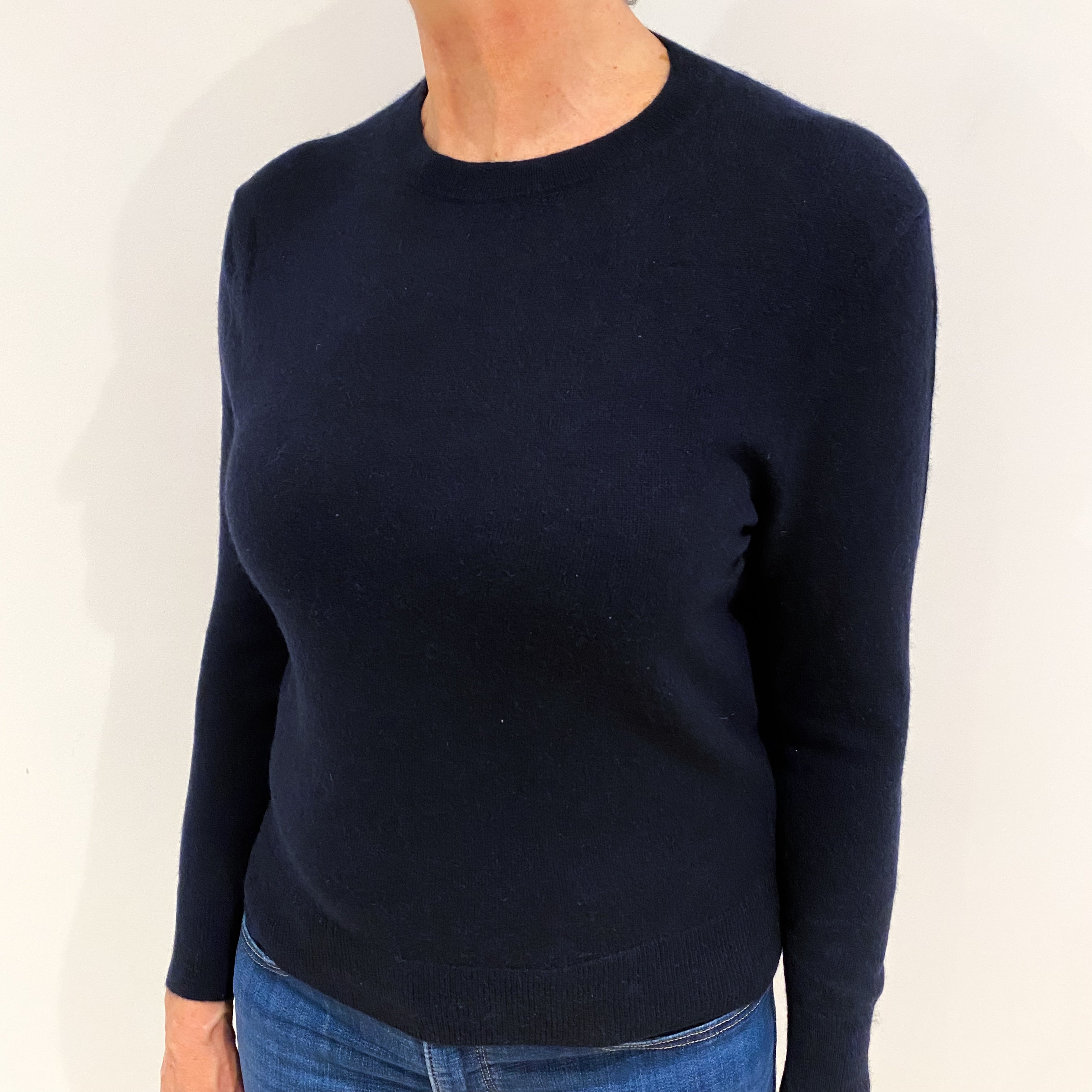 Navy Blue Cashmere Crew Neck Jumper Medium