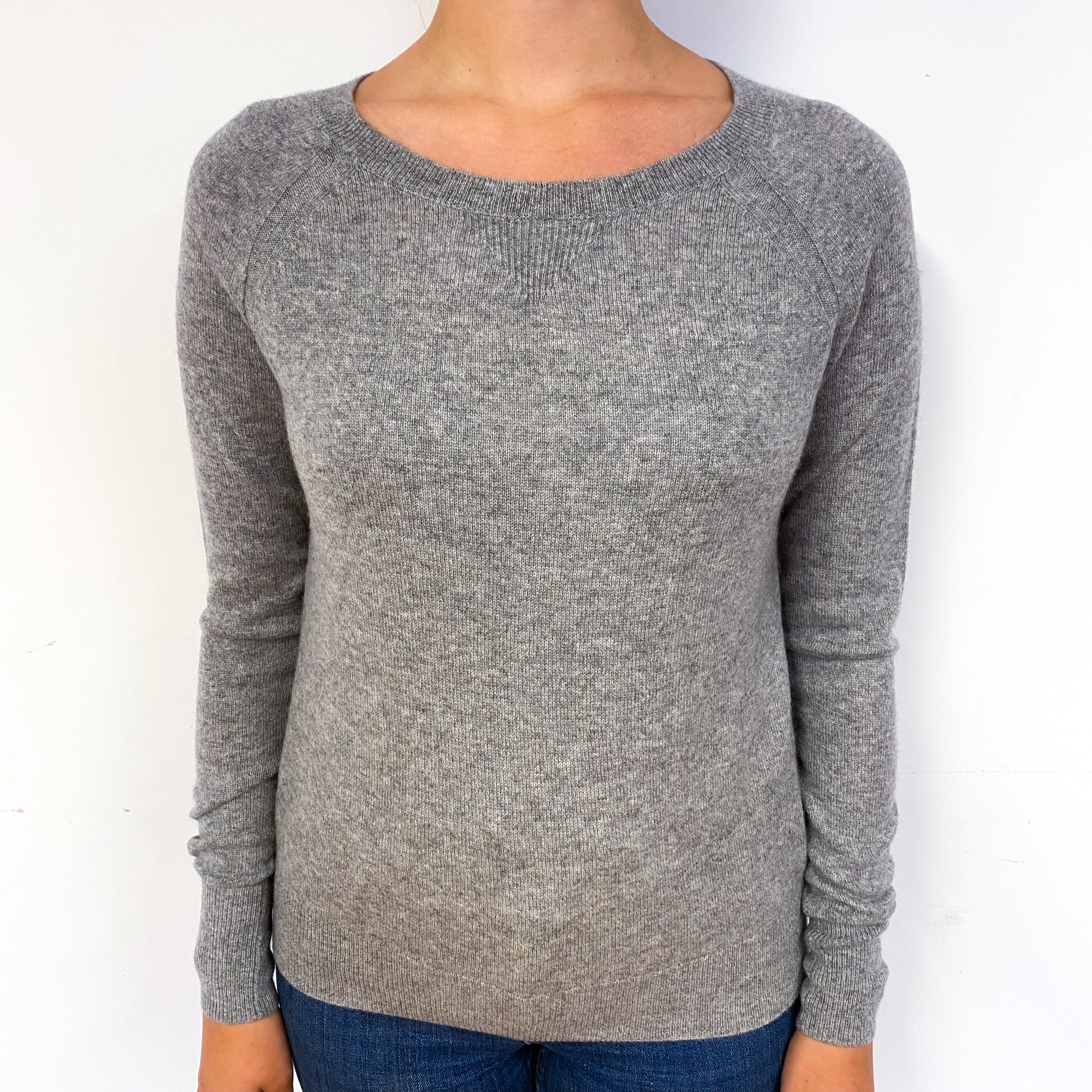 Ash Grey Sweatshirt Style Cashmere Crew Neck Jumper Small