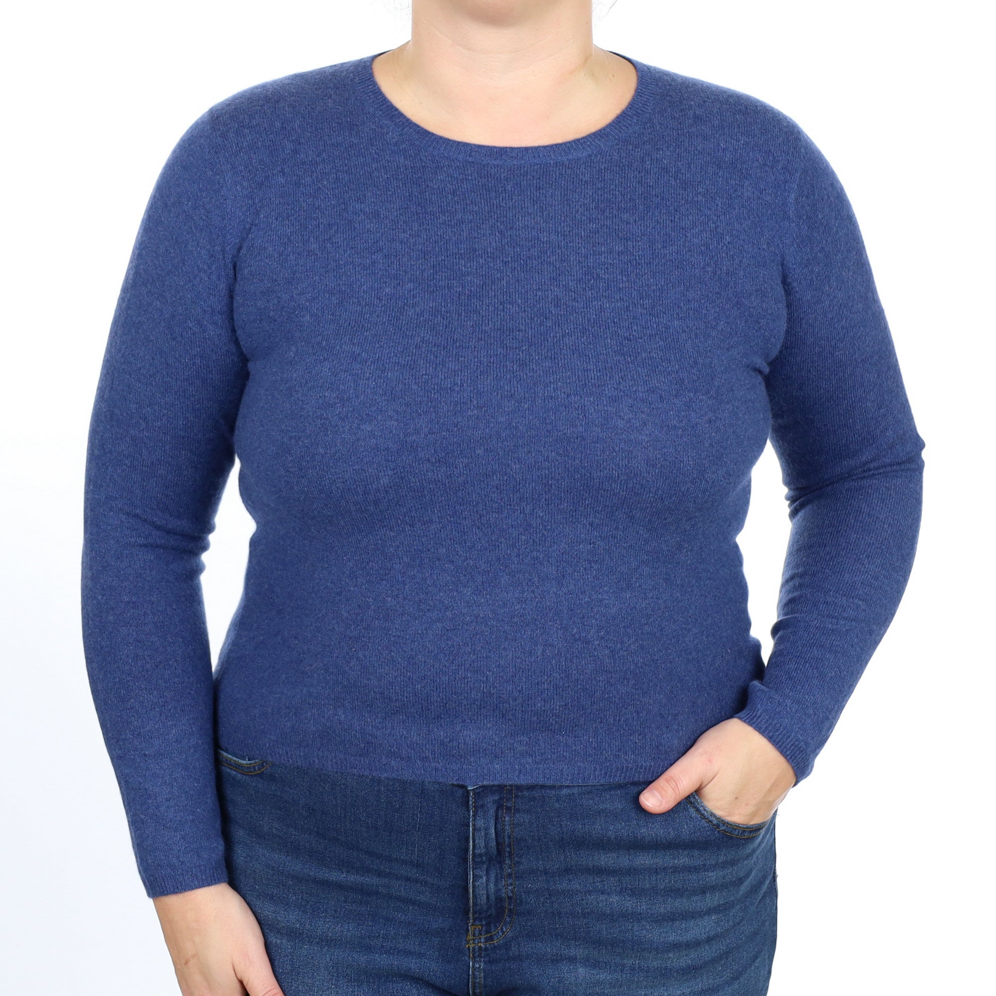 Naval Blue Cashmere Crew Neck Jumper Large