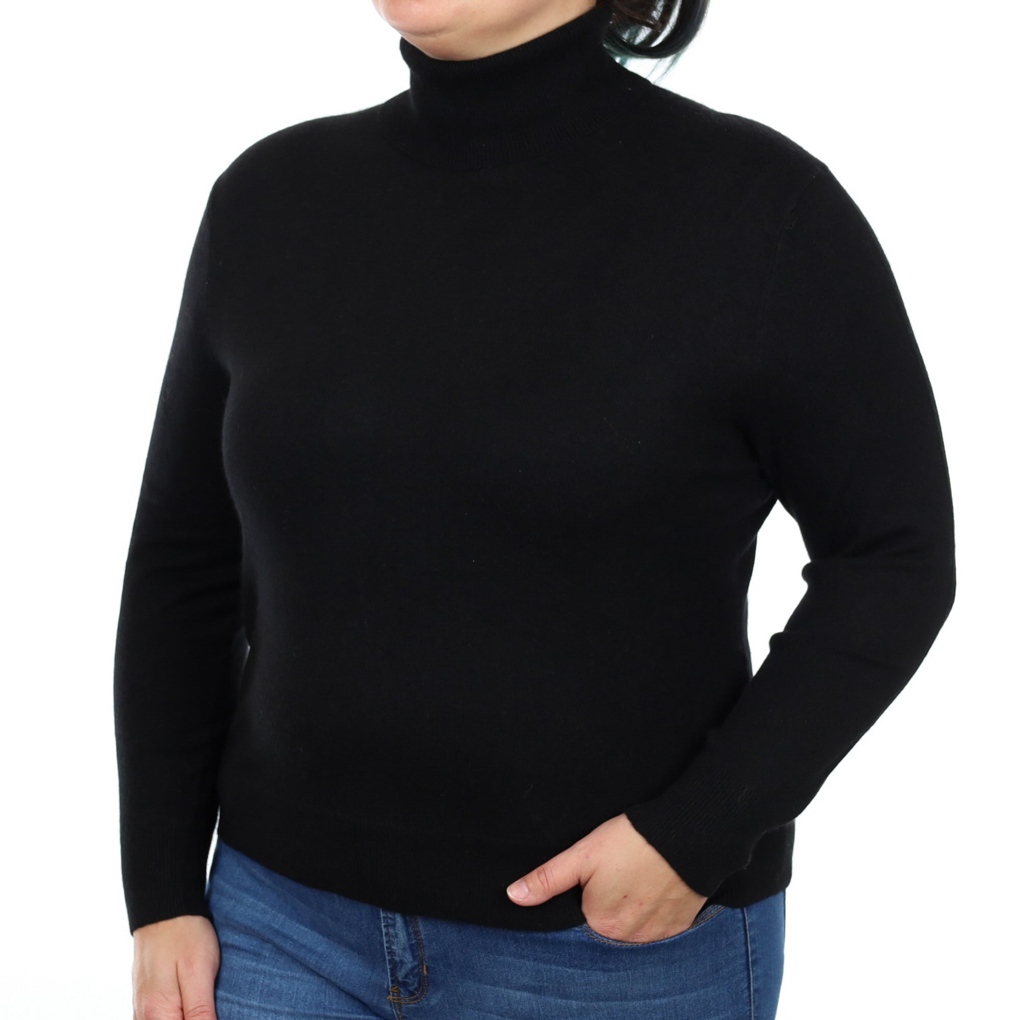 Black Cashmere Turtle Neck Jumper Large