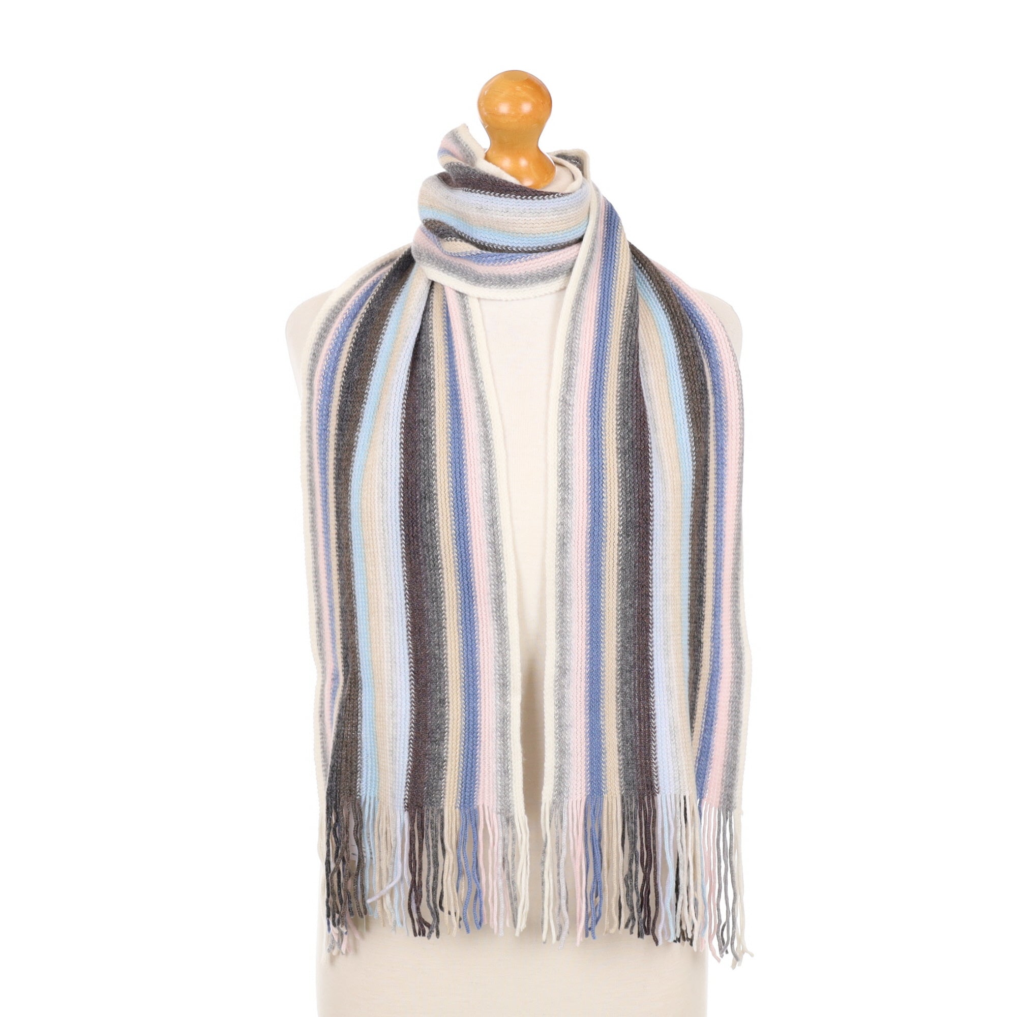 Brand New Scottish Grey Blue Pink Striped Scarf