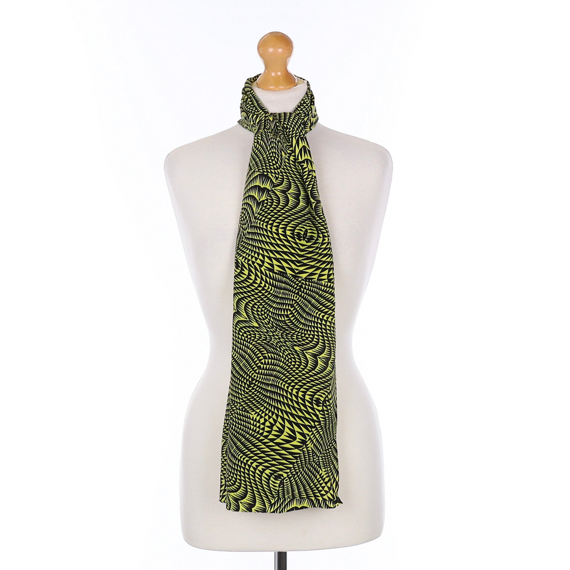 Charlotte Sparre Green and Black Patterned Silk Scarf