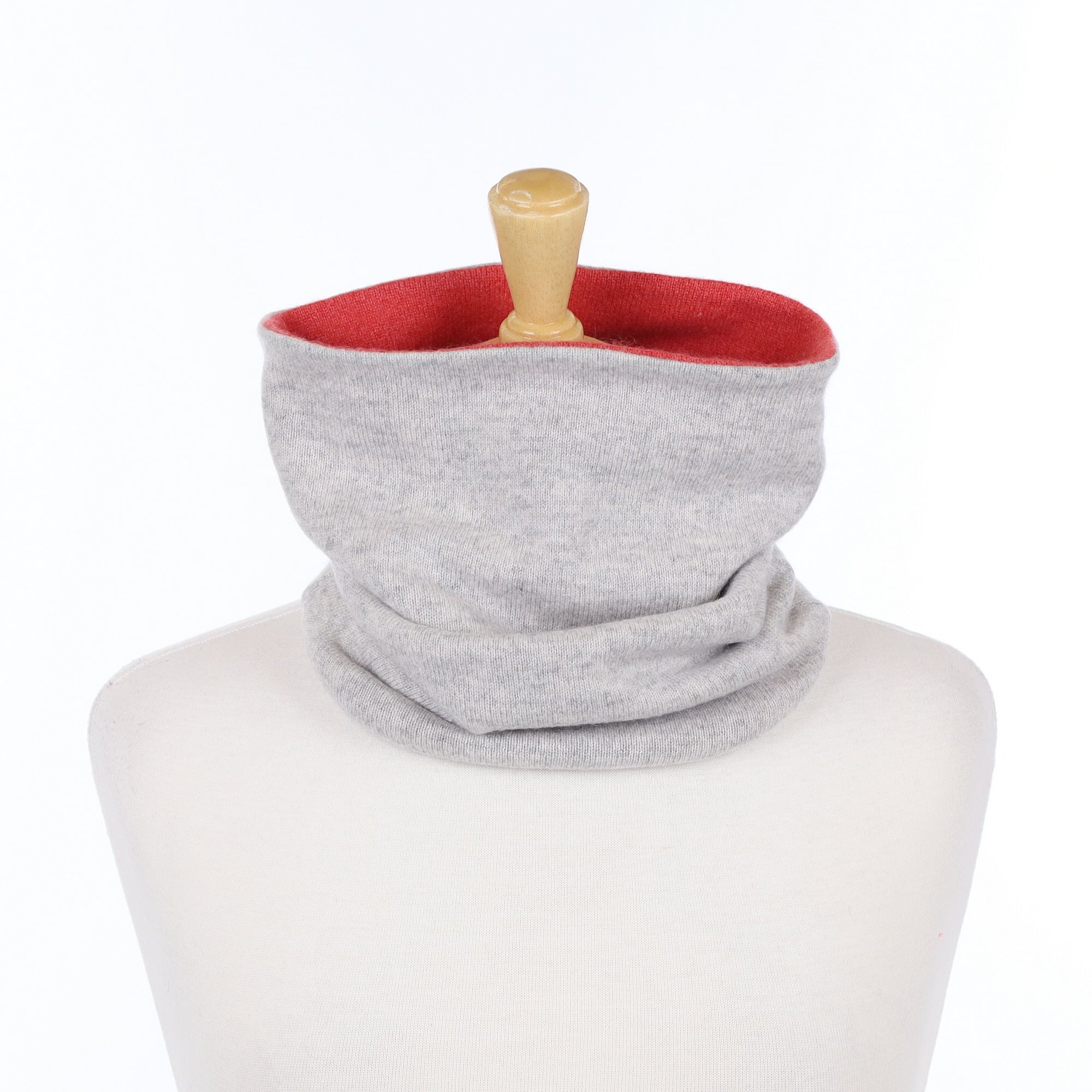 Smoke Grey and Coral Luxury Double Layered Snood