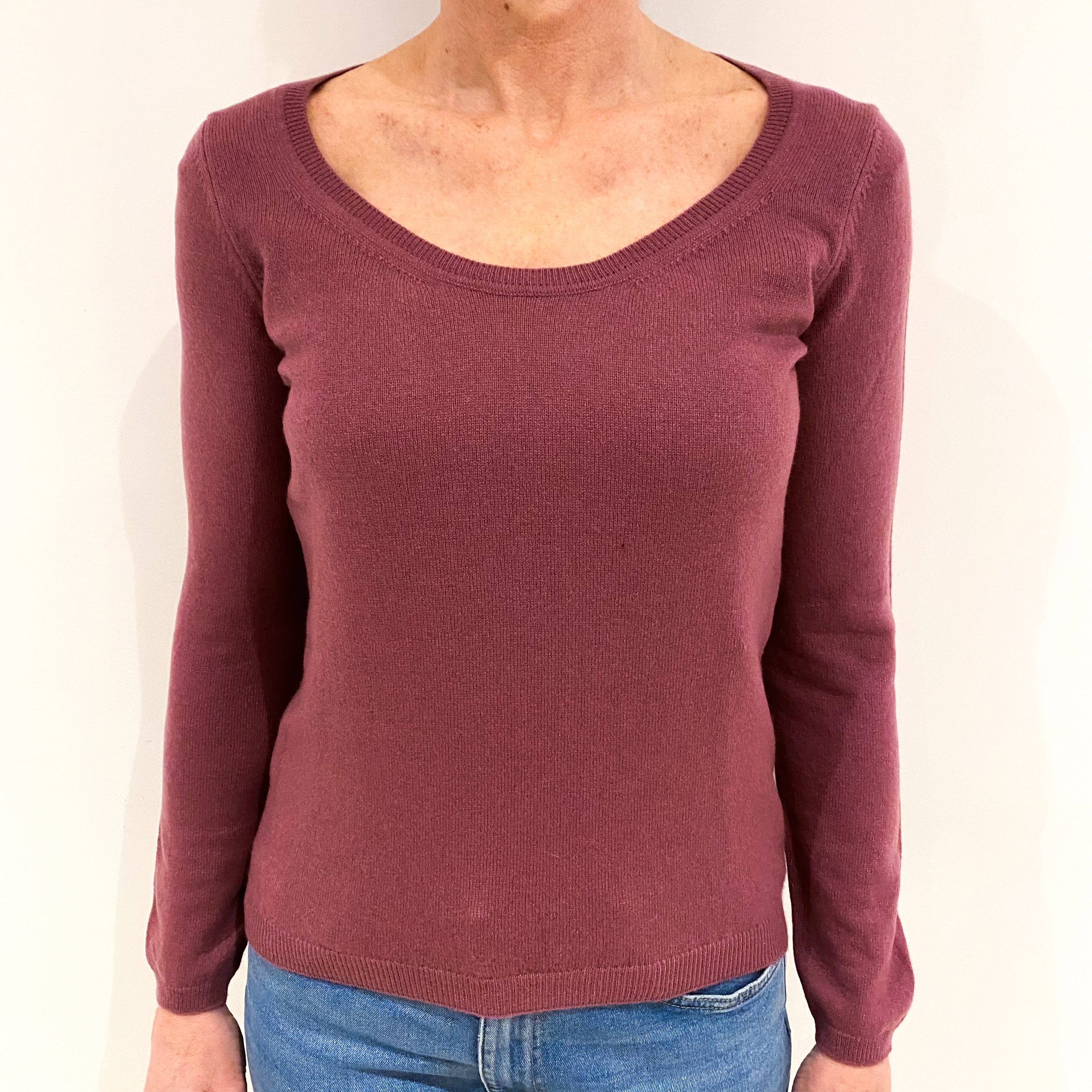 Deep Lilac Cashmere Scoop Neck Jumper Small