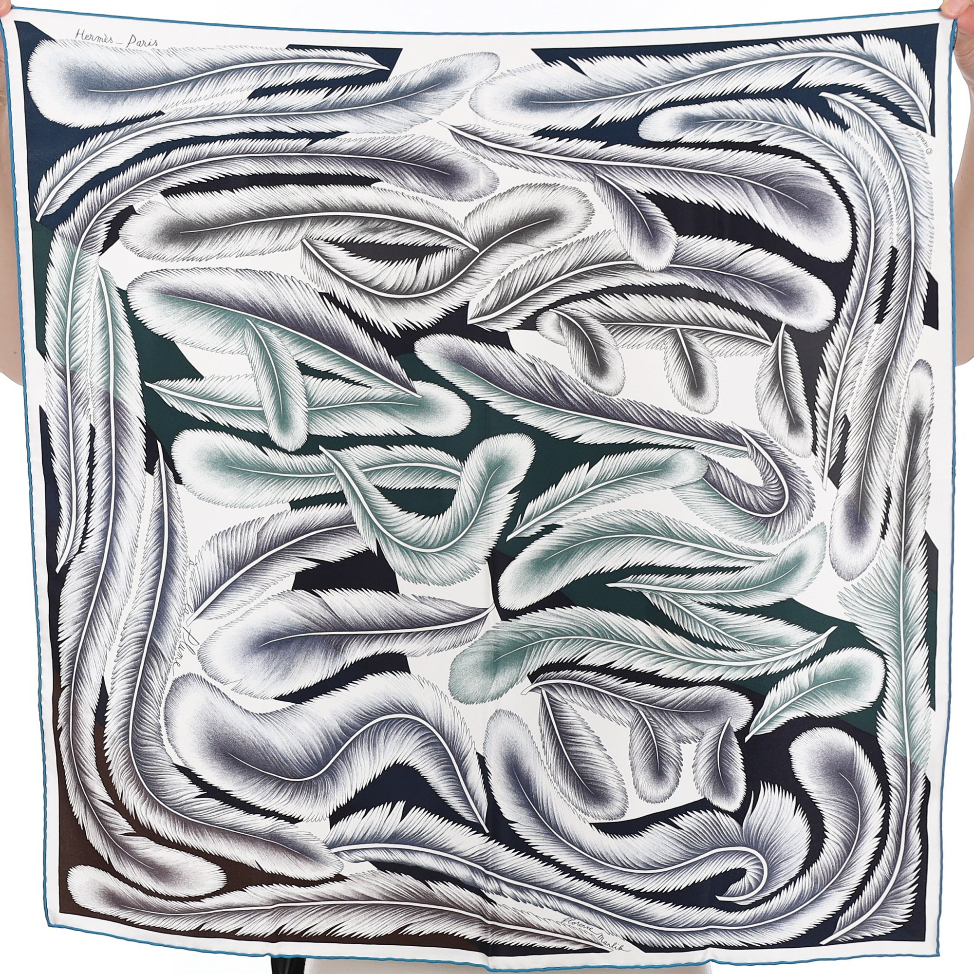 Pristine Hermès À la Plume Vintage 70 Silk Scarf Rare