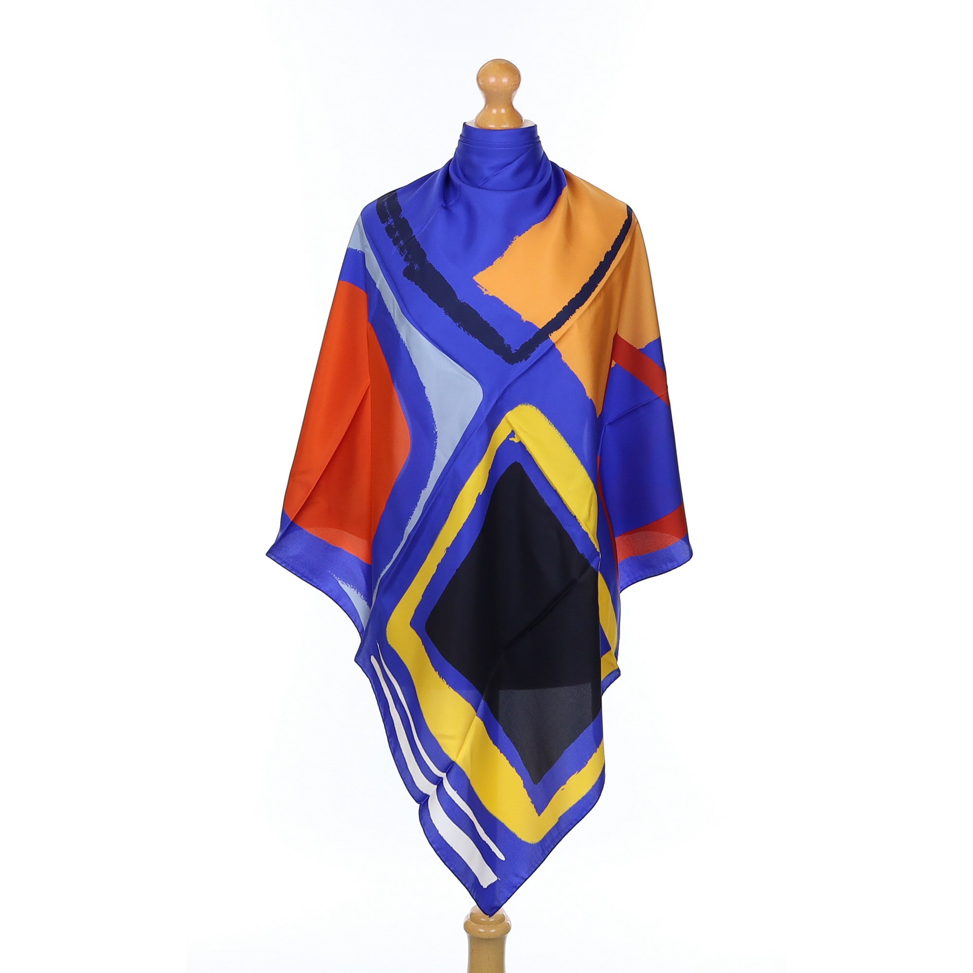 Brand New Italian Blue Colour Block Silk Scarf