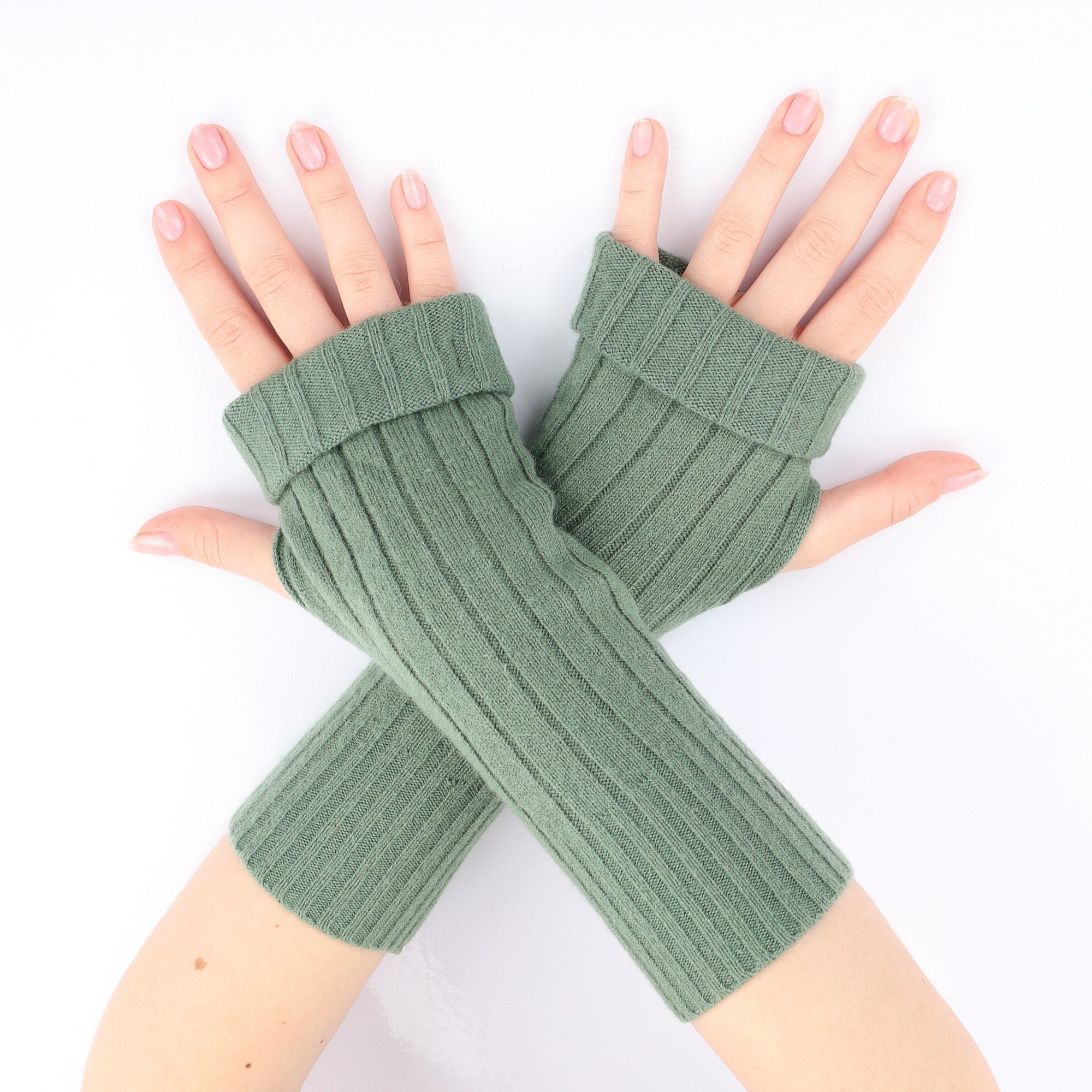 Everglade Green Rib Fingerless Gloves