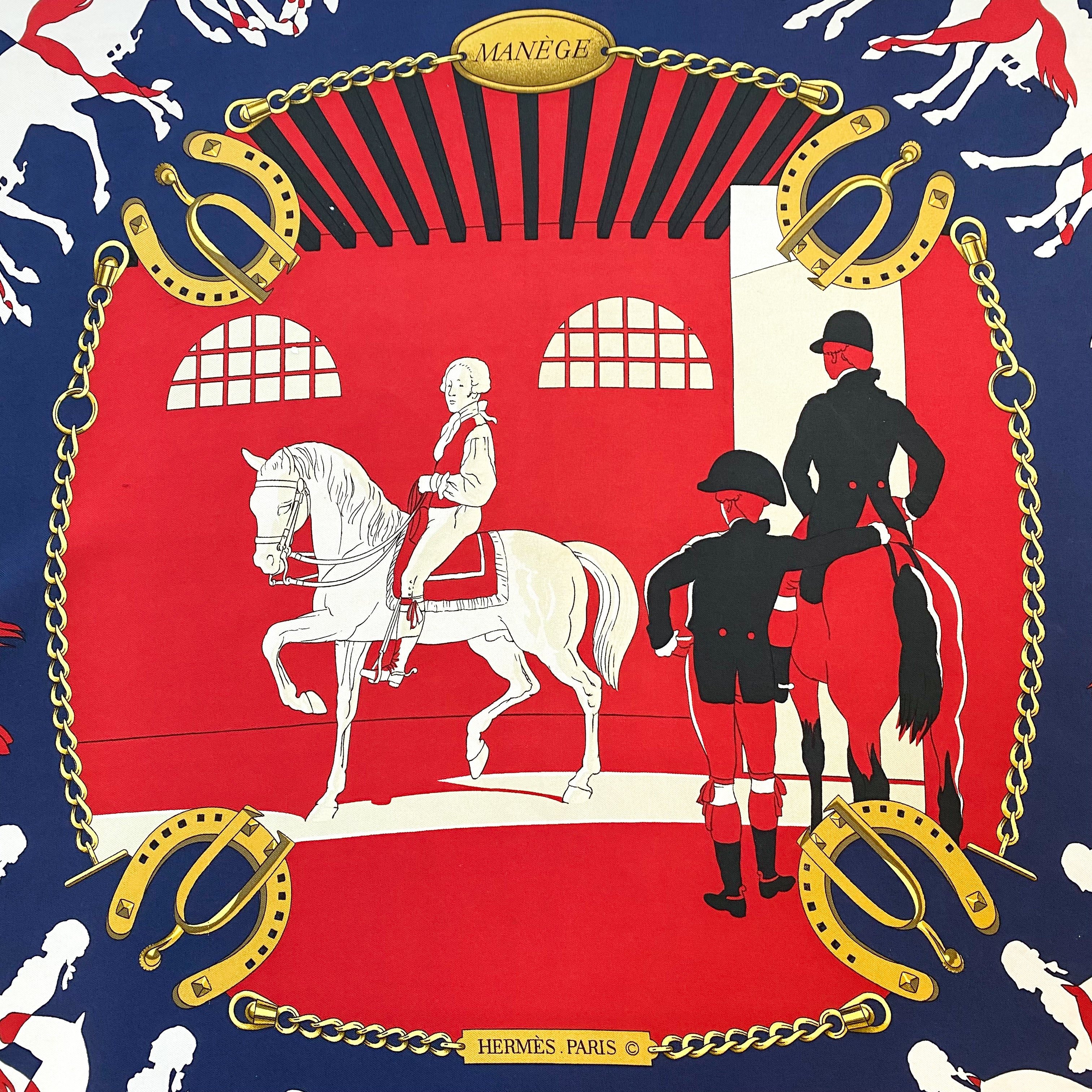 Boxed Hermés Manège Vintage Silk Scarf