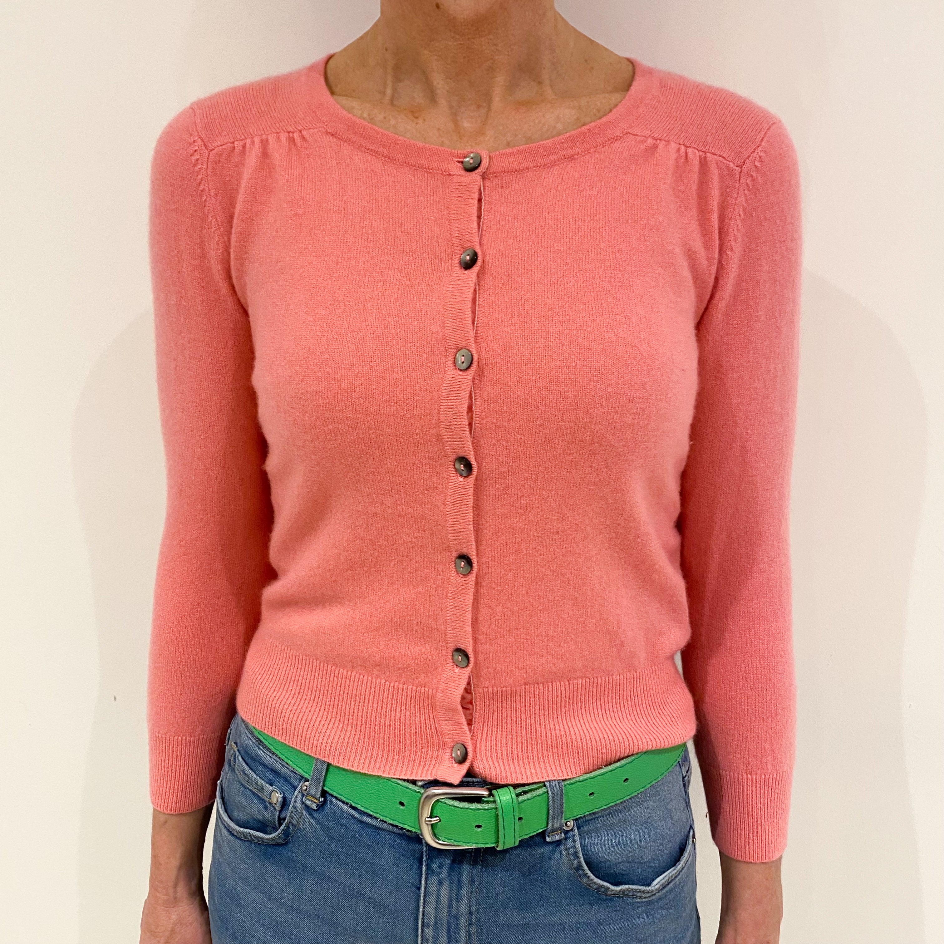 Boden Bubblegum Pink Cashmere Cropped Cardigan Small