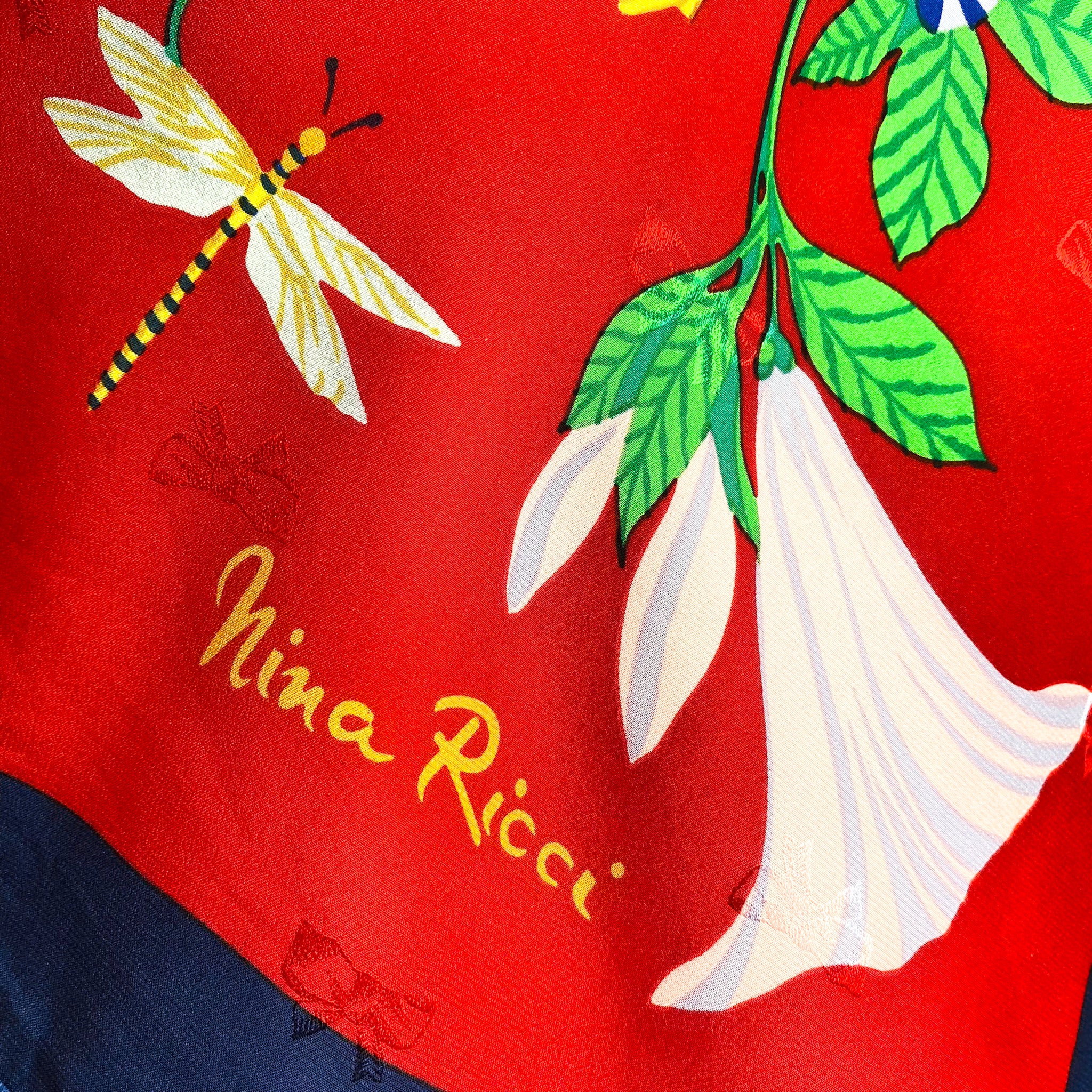 Immaculate Nina Ricci Floral Designer Silk Scarf