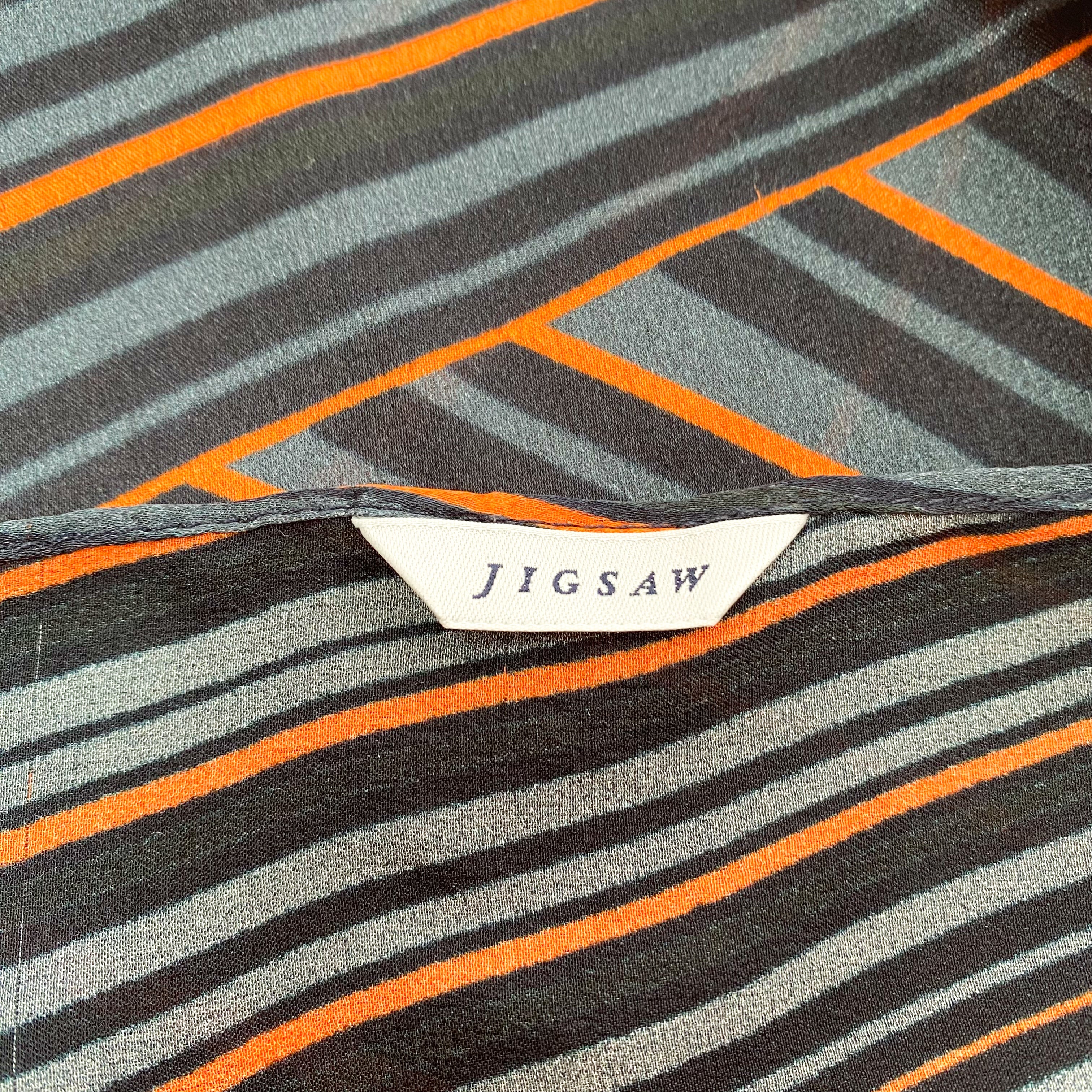 Jigsaw Striped Satin Wrap Style Silk Scarf