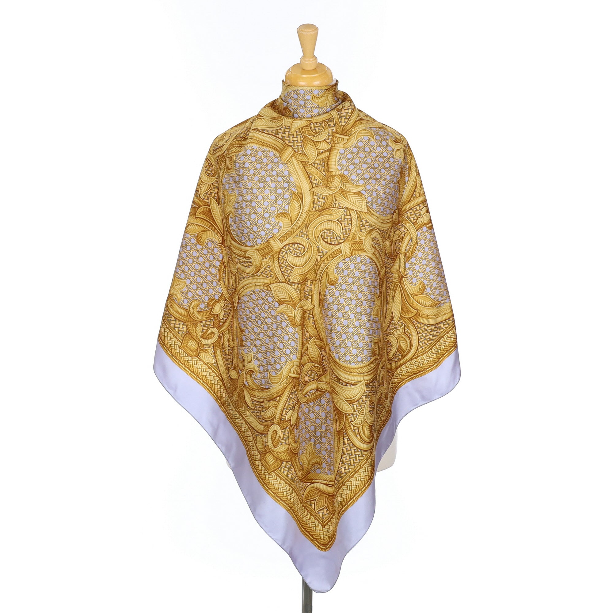 Grey and Gold Baroque Silk Scarf