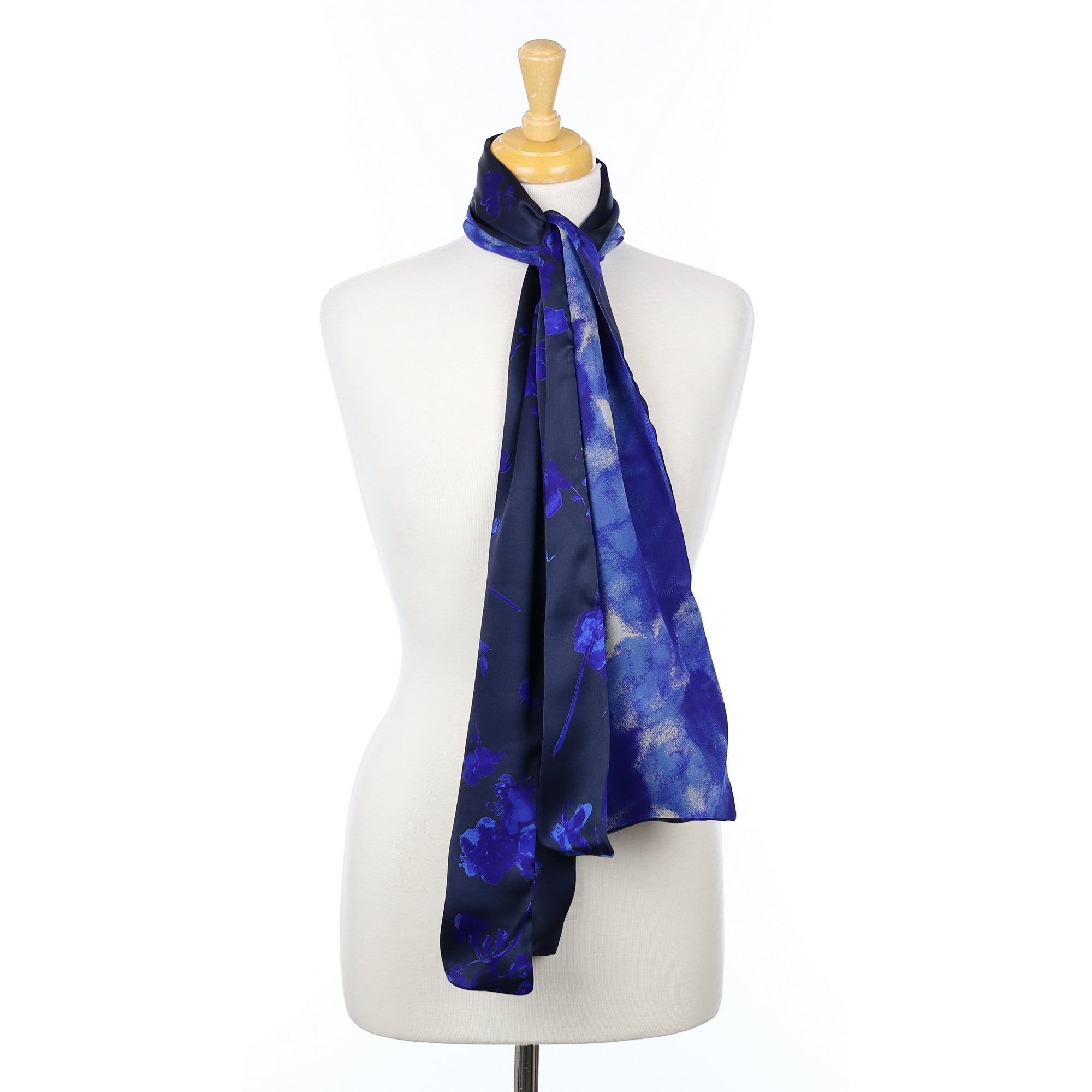 Brand New Cornelia James Indigo Patterned Silk Scarf