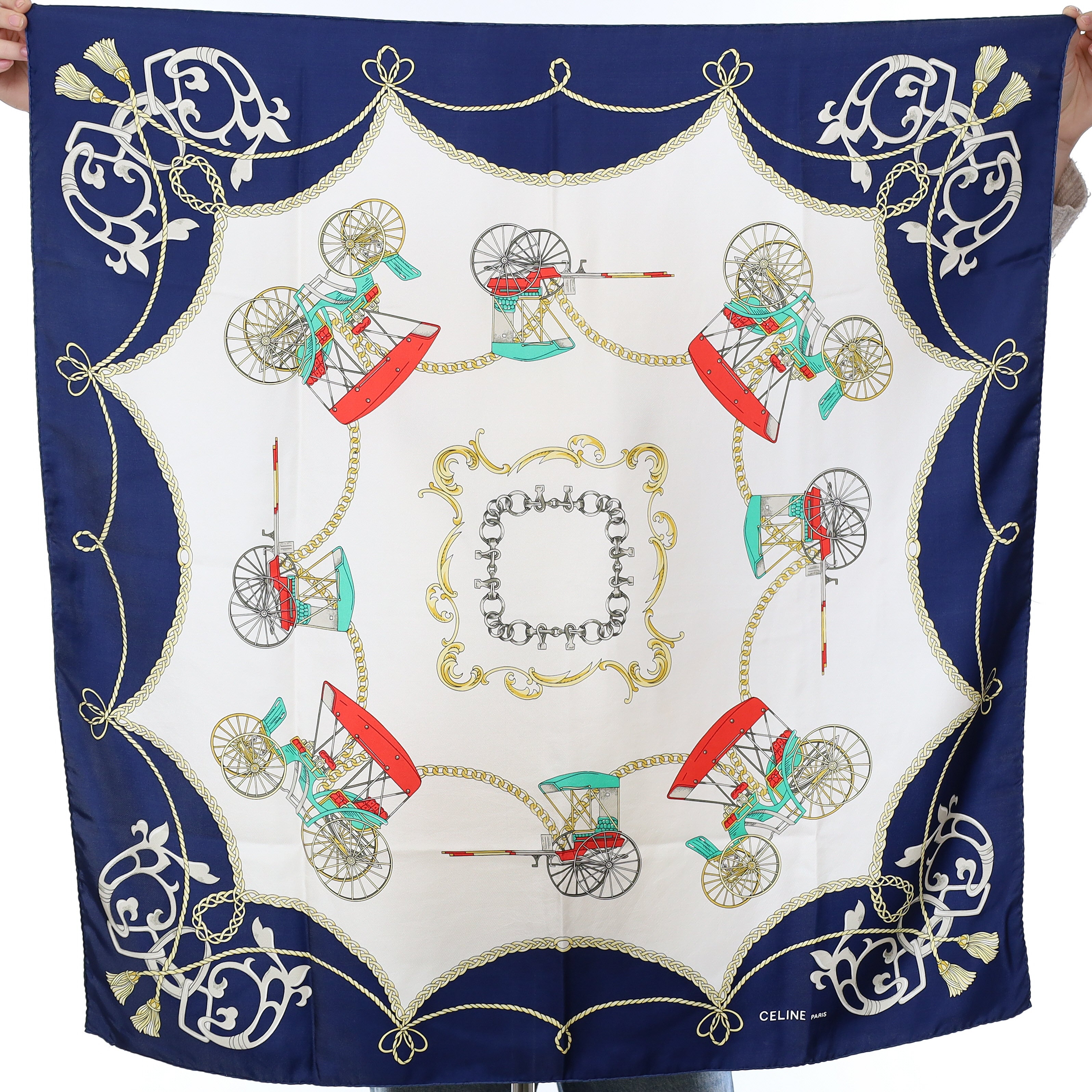 Celine Horse Cart Vintage Silk Scarf
