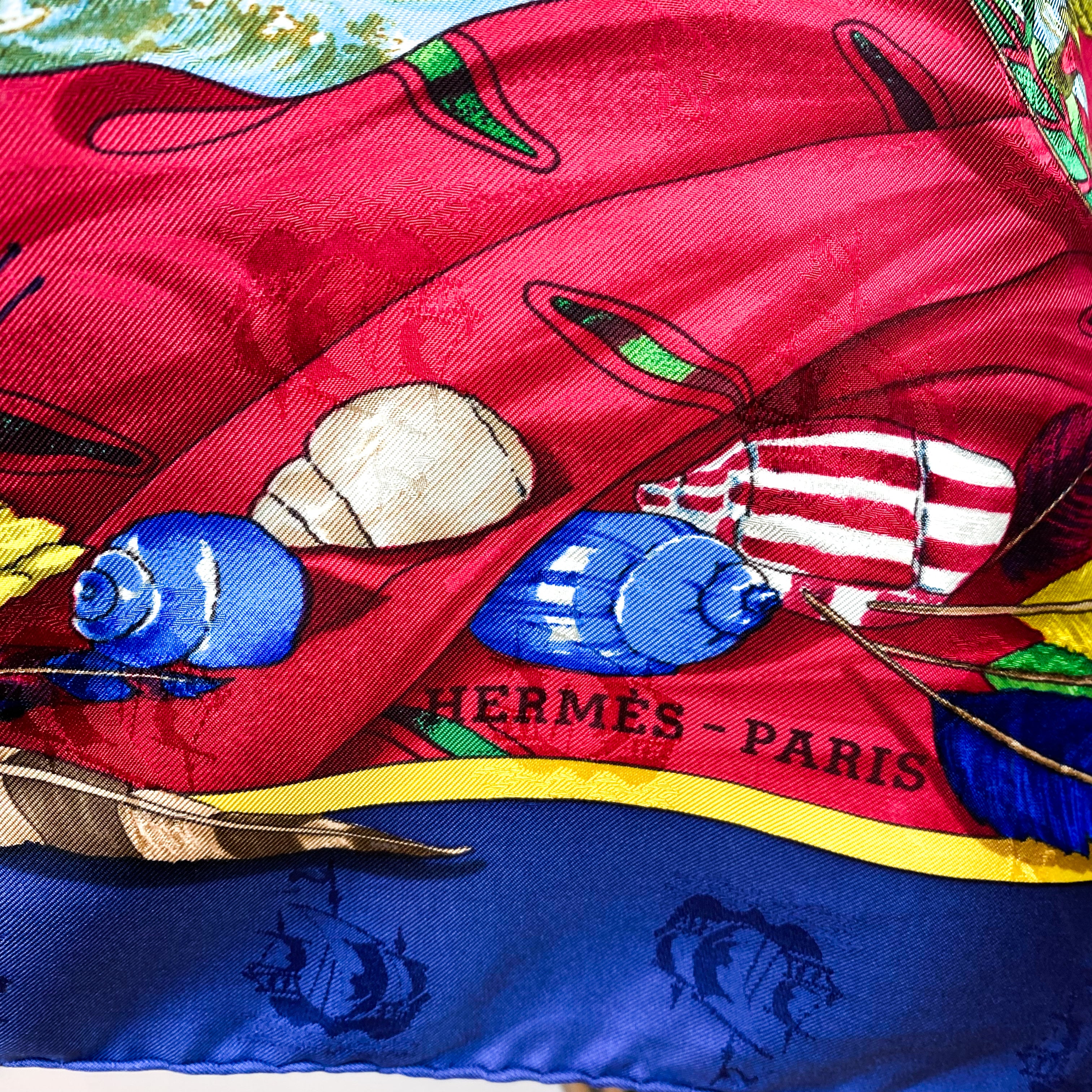 Boxed Hermes Christophe Coloumb Decouvre l’Amerique Vintage Silk Scarf