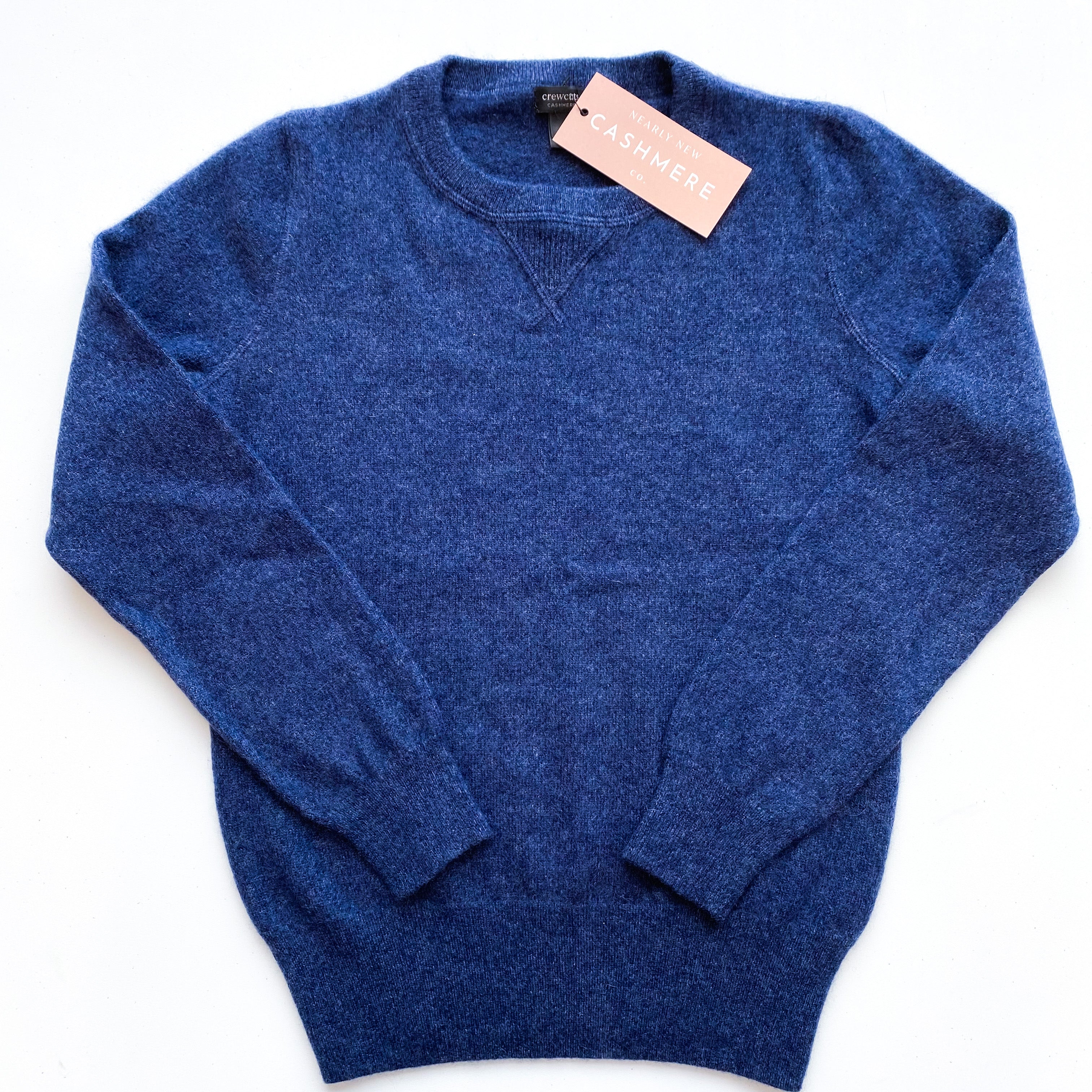 Children’s Dark Denim Blue Sweatshirt Style Cashmere Crew Neck Jumper Age 10