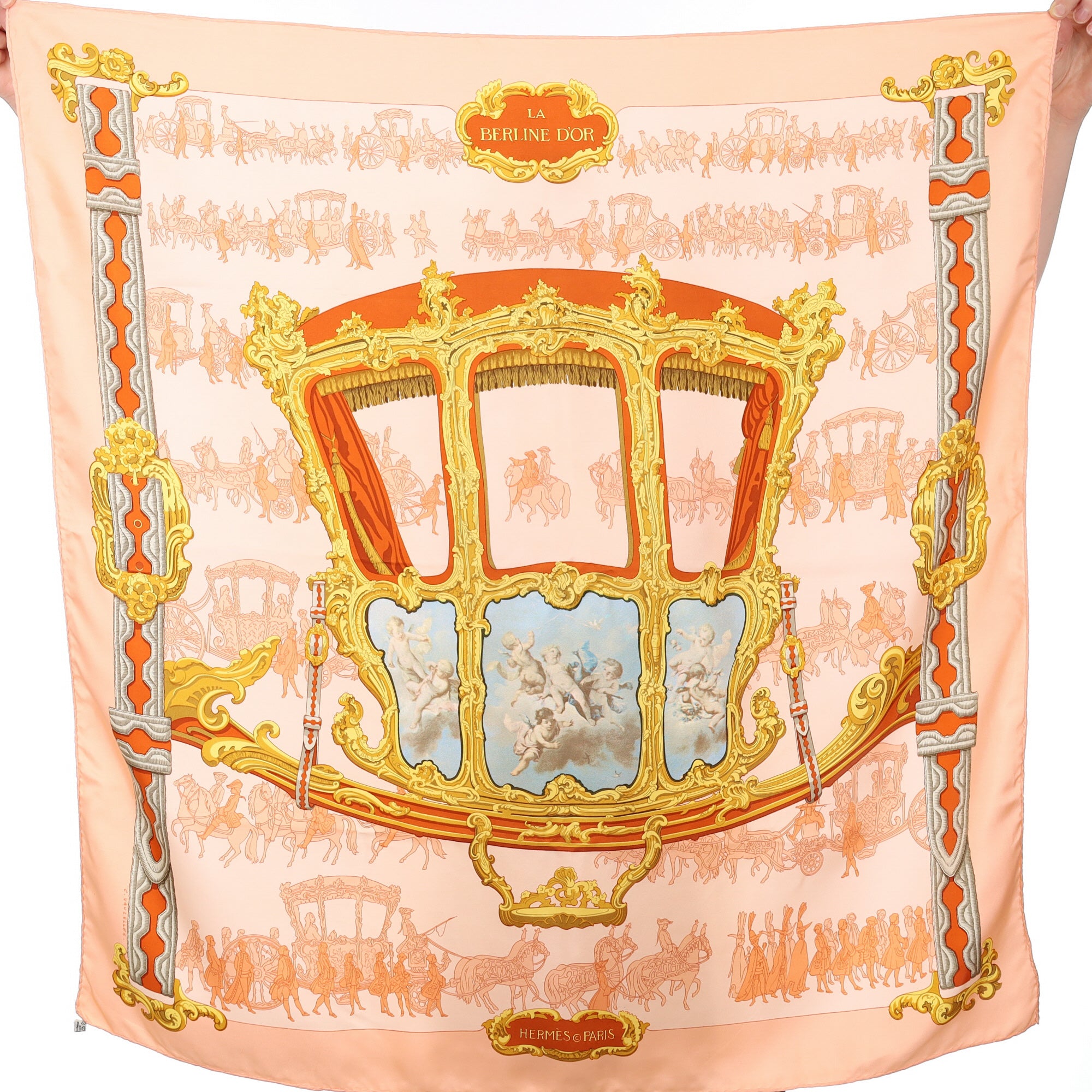Hermès La Berline D’Or Silk Scarf Quite Rare