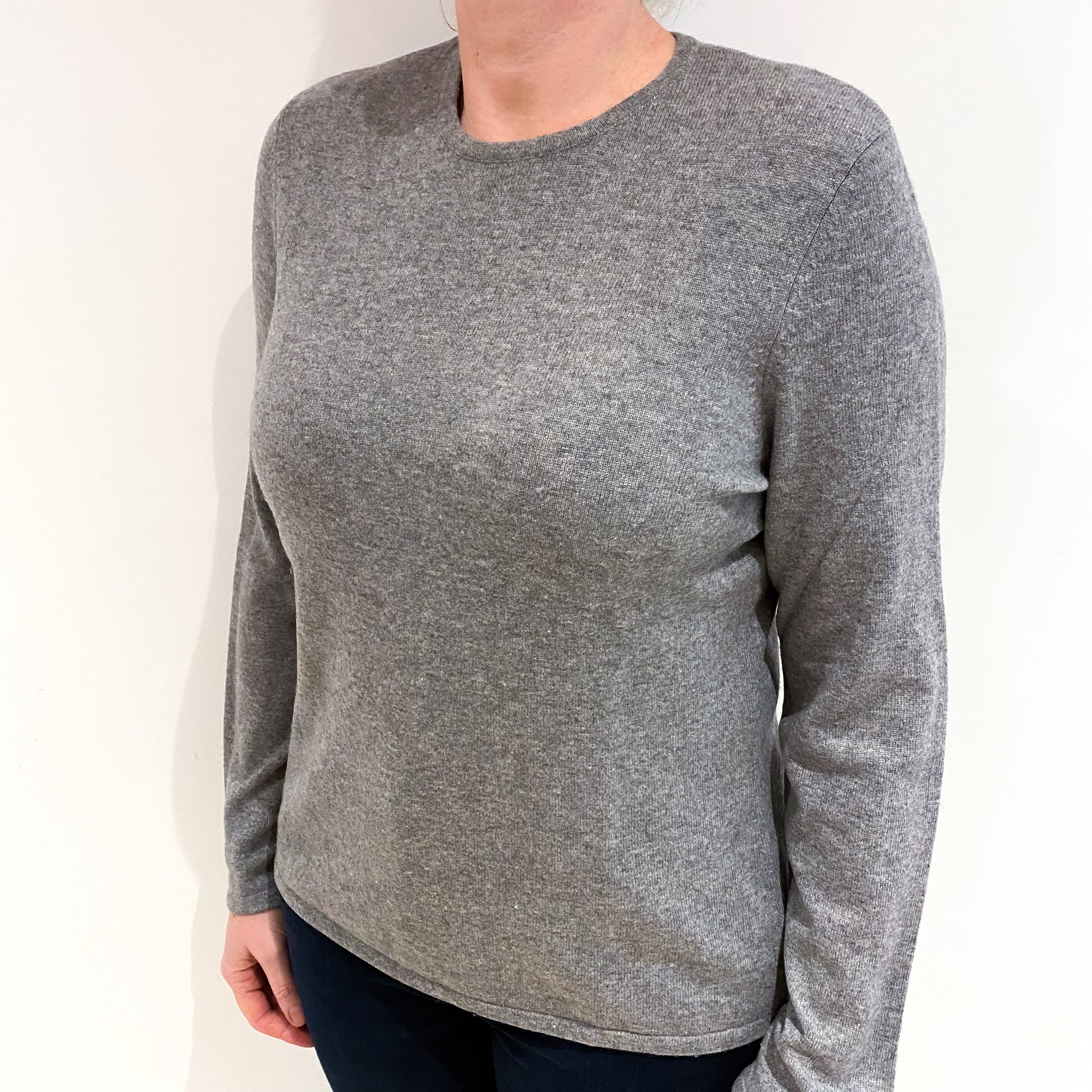 Ash Grey Cashmere Crew Neck Jumper Large