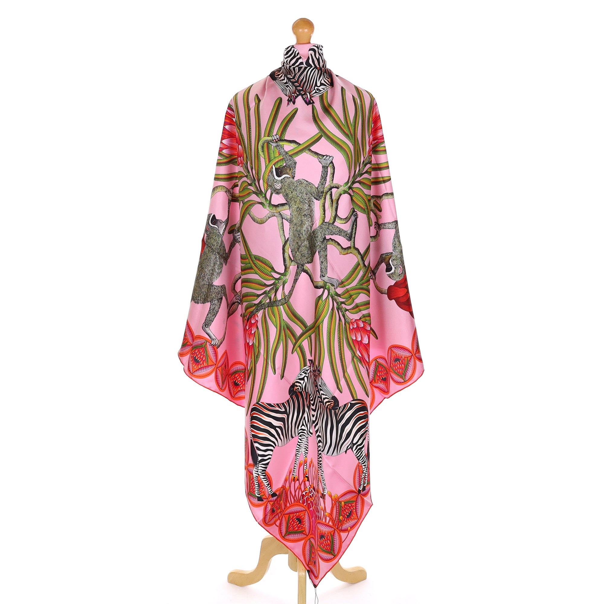 Brand New Bellezza Two Tone Pink Zebra Safari Double Faced Silk Scarf Extra Large