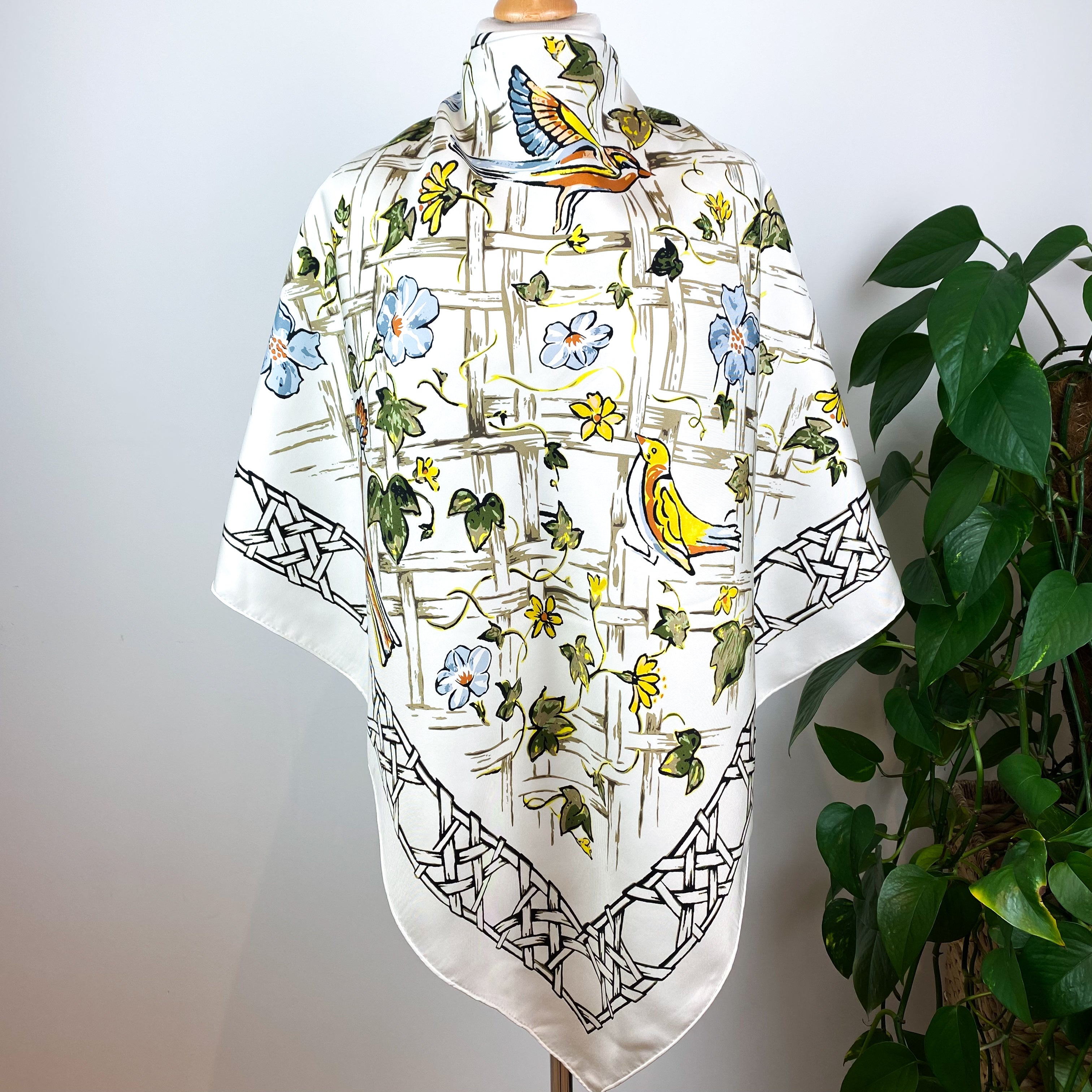 Large Twill Garden Design Silk Scarf
