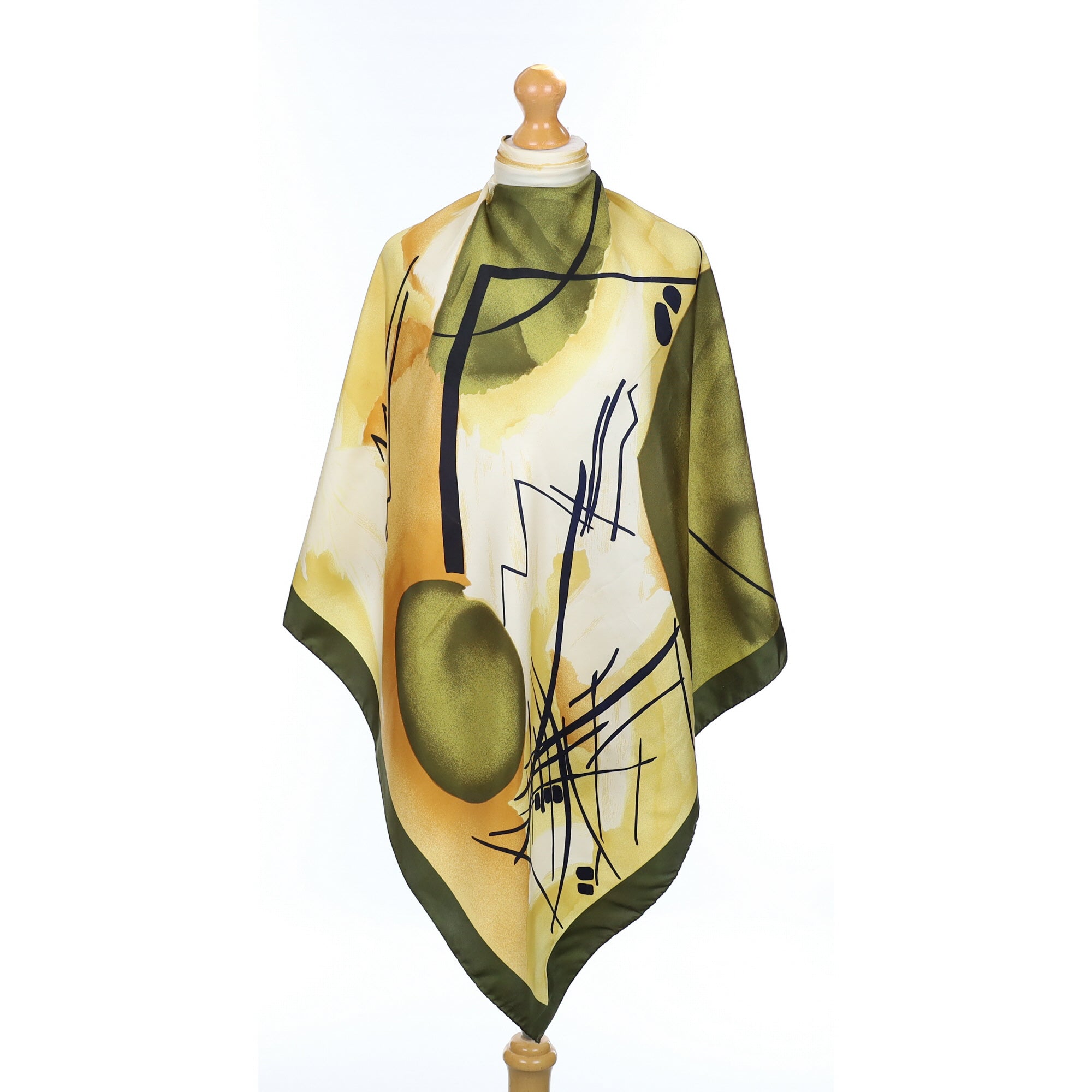 Green Patterned Silk Scarf