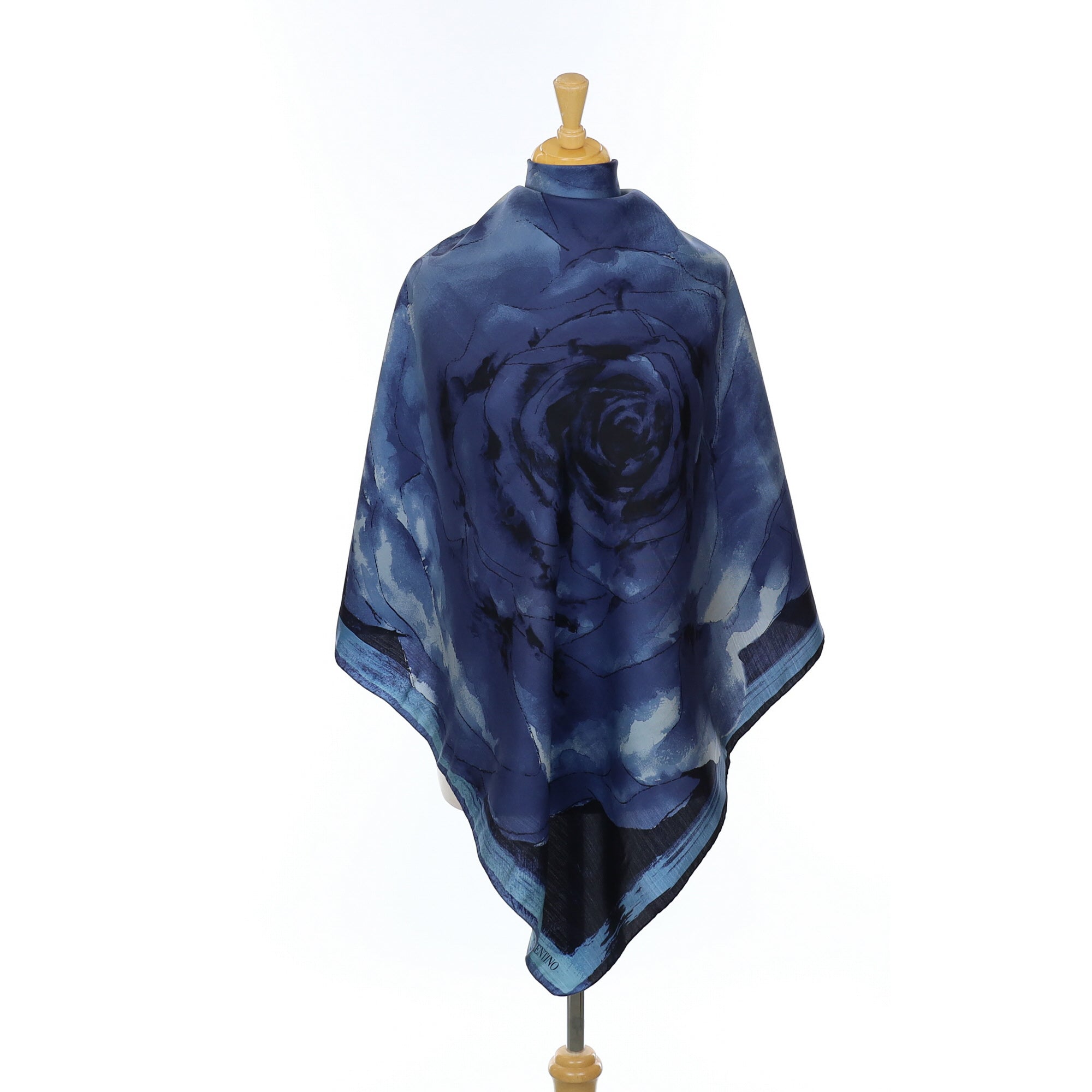 Immaculate Valentino Blue Rose Silk Scarf
