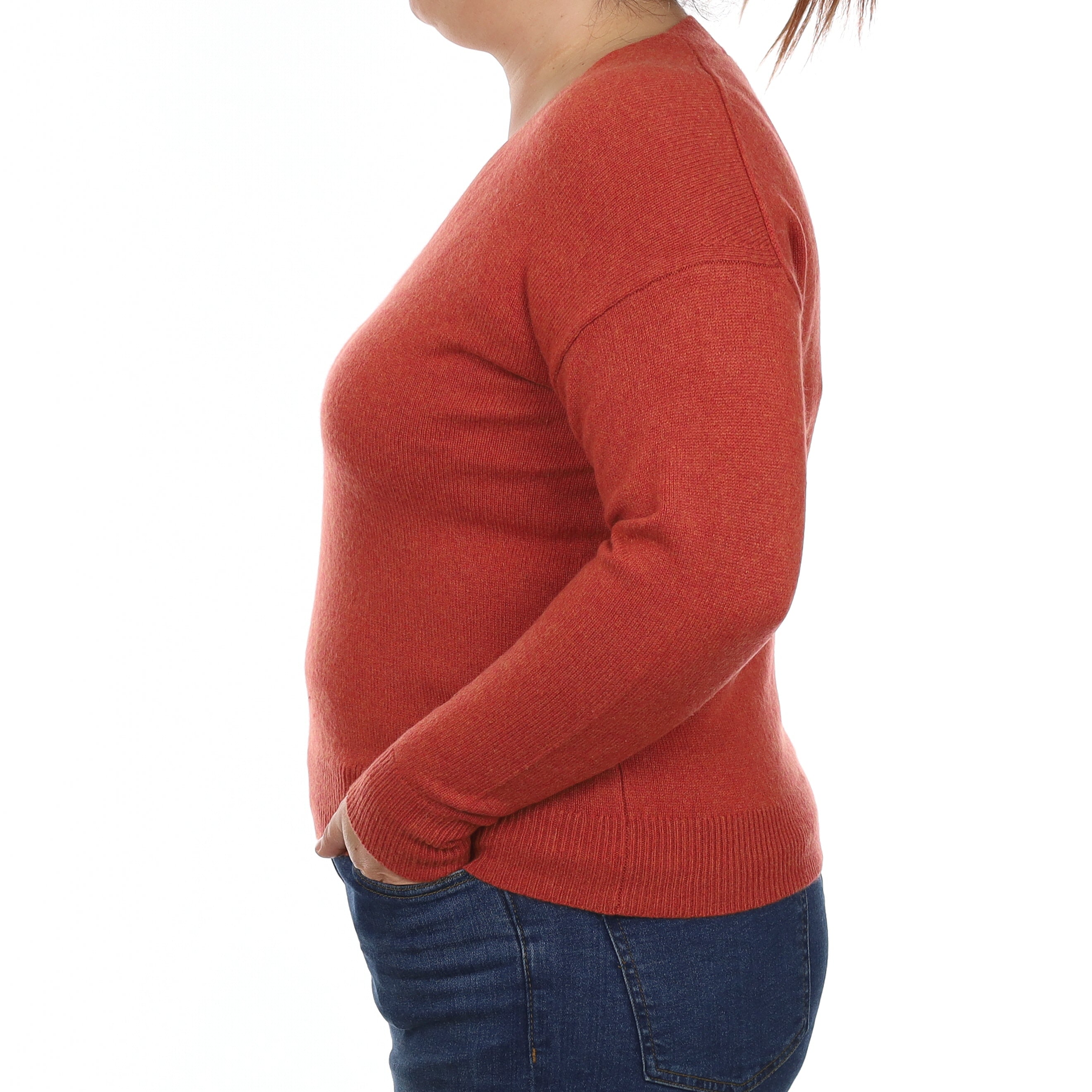 Everlane Paprika Orange Heavy Knit Cashmere V Neck Jumper Large